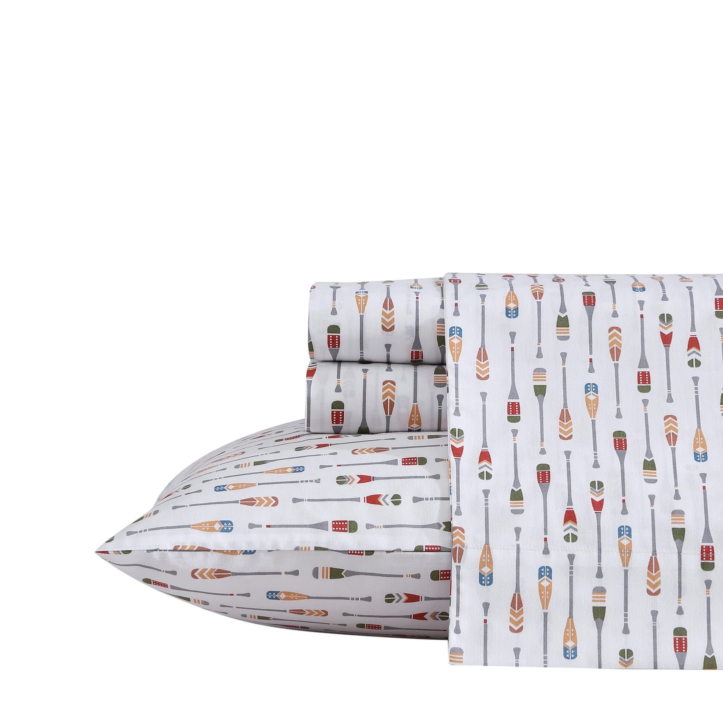Eddie Bauer - Twin Sheet Set with Fitted Sheet & Pillowcase, 100% Cotton Percale Bedding, Crisp & Cool, Dorm Room Essentials, Canoe Lake Paddle White
