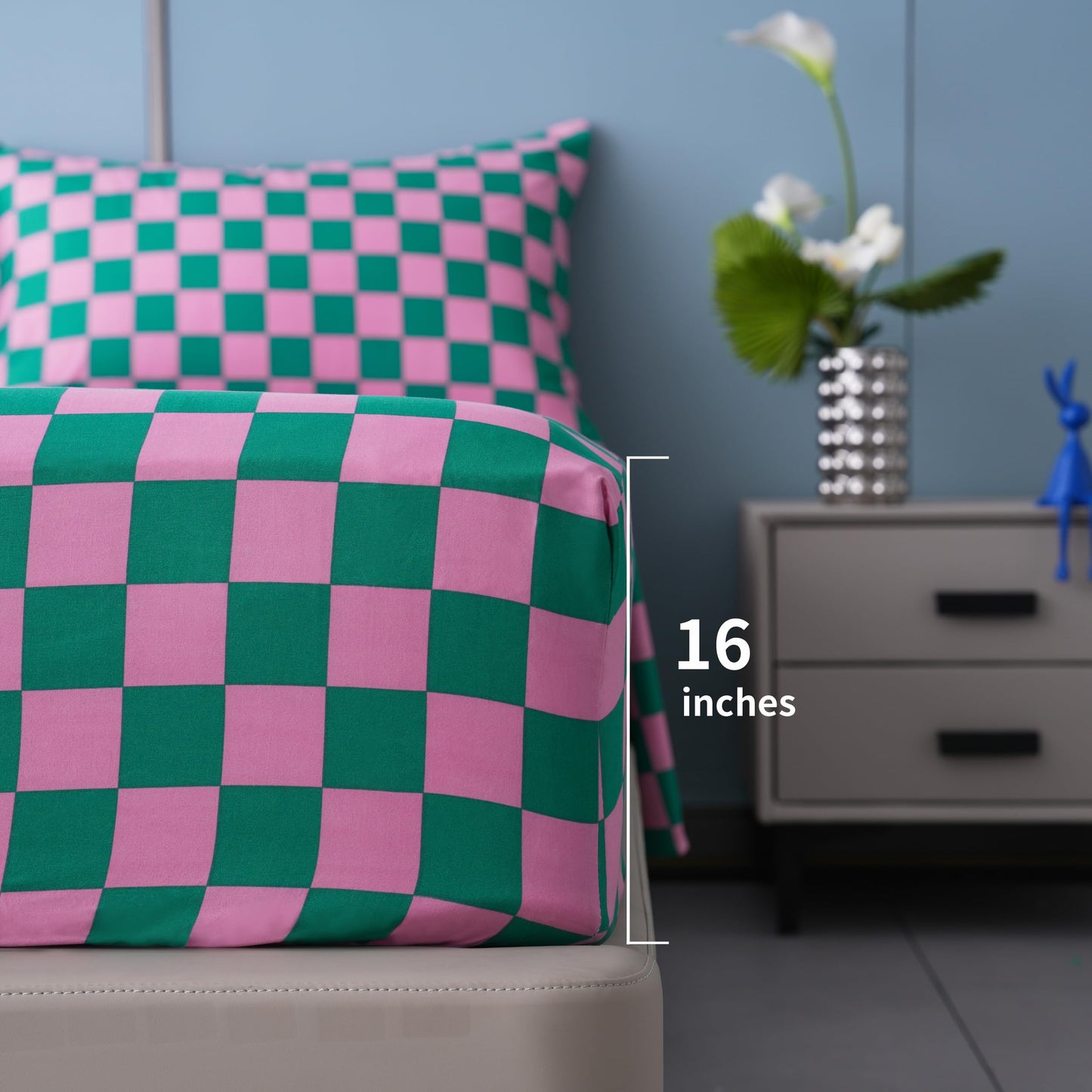 Best Season Bed Sheet Set 3 Pieces -Twin Size-Soft Durable Microfiber Bedding Sheet Set,Deep Pocket,Stain,Fade & Wrinkle Resistant (Plaid Pink&Green)
