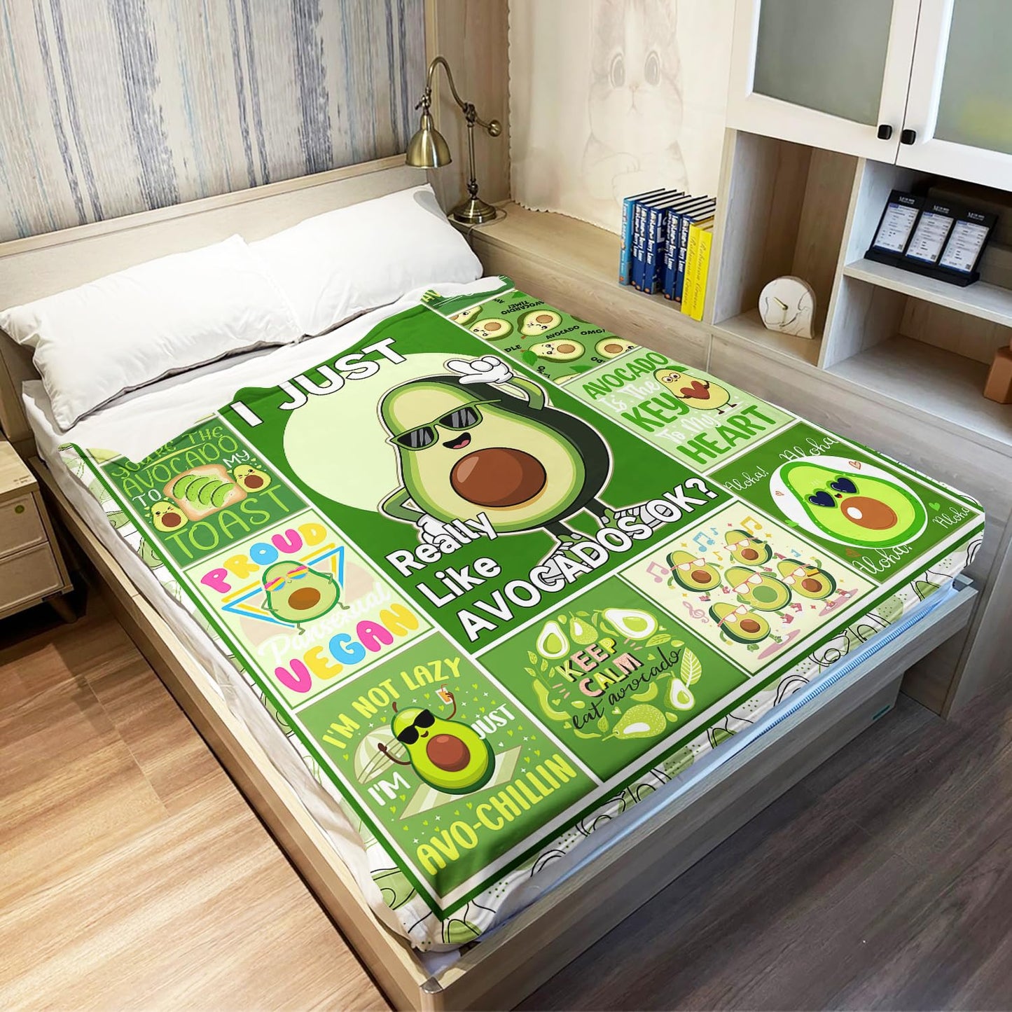 XSMEI Avocado Throw Blanket, Vegan Friut Funny Quotes, Soft Cozy Fleece Blanket for Couch Bed, 60 x 80 Inches
