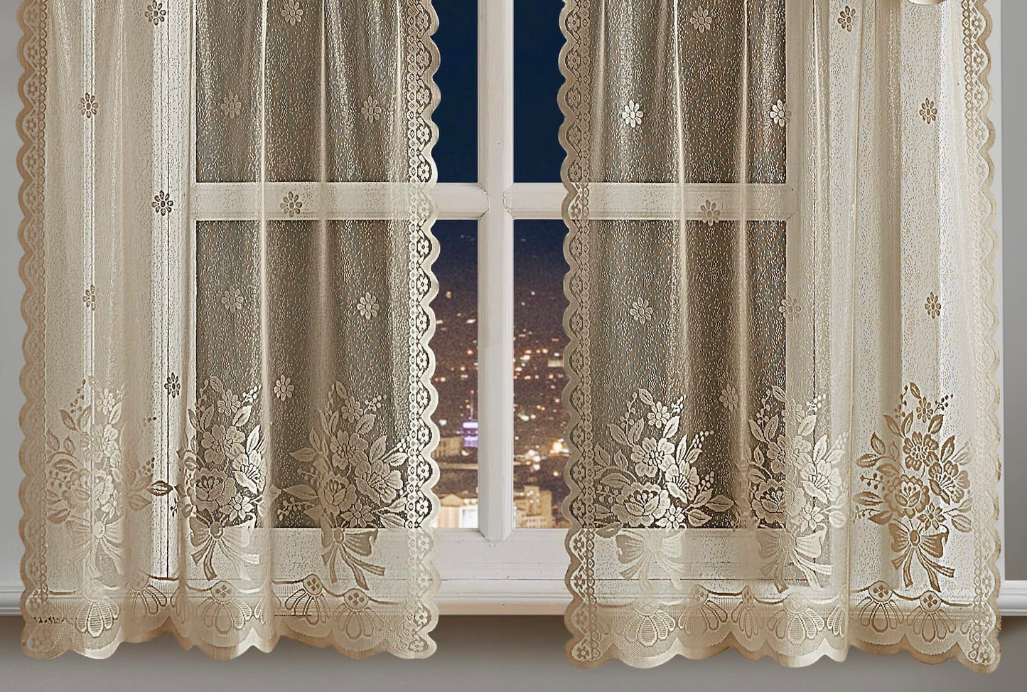 Warm Home Designs 3 Piece Gold Linen Kitchen Window Curtains Bundle Includes 2 36 Inch Tiers & Swag Valance. Roses Kitchen Curtains Set for Roses Decor. Kir Linen Set