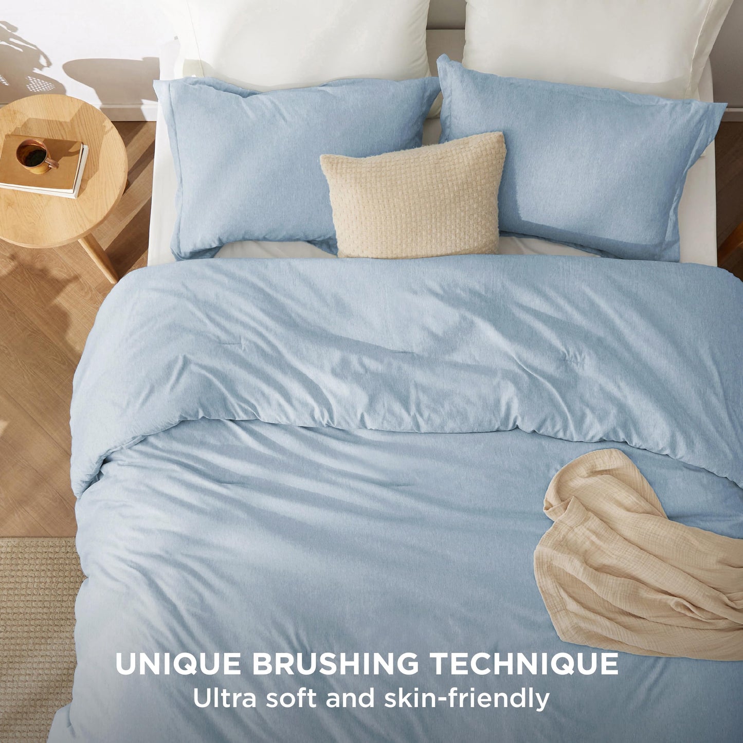 Bedsure Queen Comforter Set - Light Blue Soft Bedding for All Seasons, Cationic Dyed Bed Set, 3 Pieces, 1 Queen Size Comforter (90"x90") and 2 Pillow Shams (20"x26"+2")