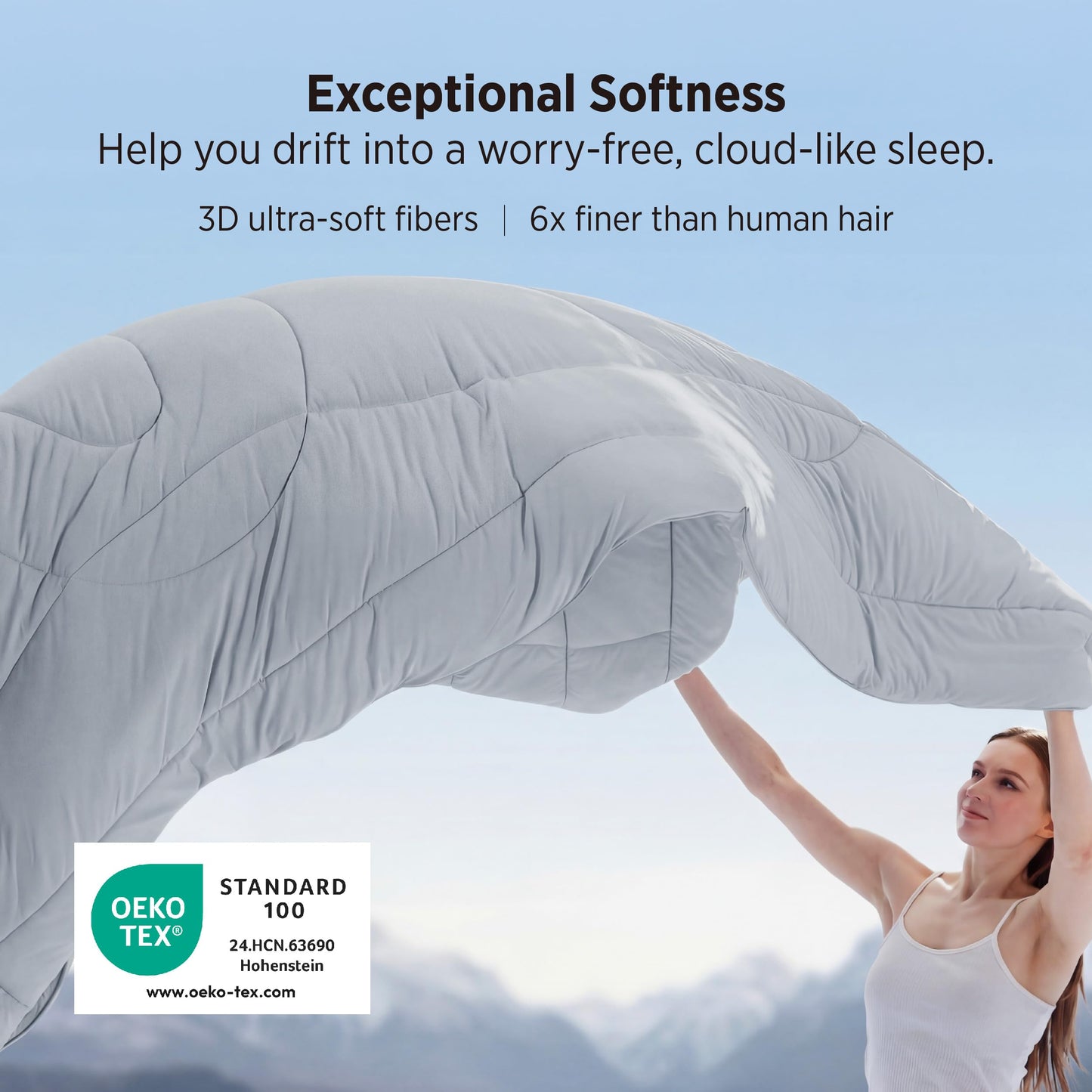 Bedsure Cooling Comforter Oversize King - Cooling Blankets for Hot Sleepers, Lightweight Comforter for Summer with Dual-Sided Cool Tech, Soft Breathable Cold Blanket for Sleeping, Grey, 116x98 Inches