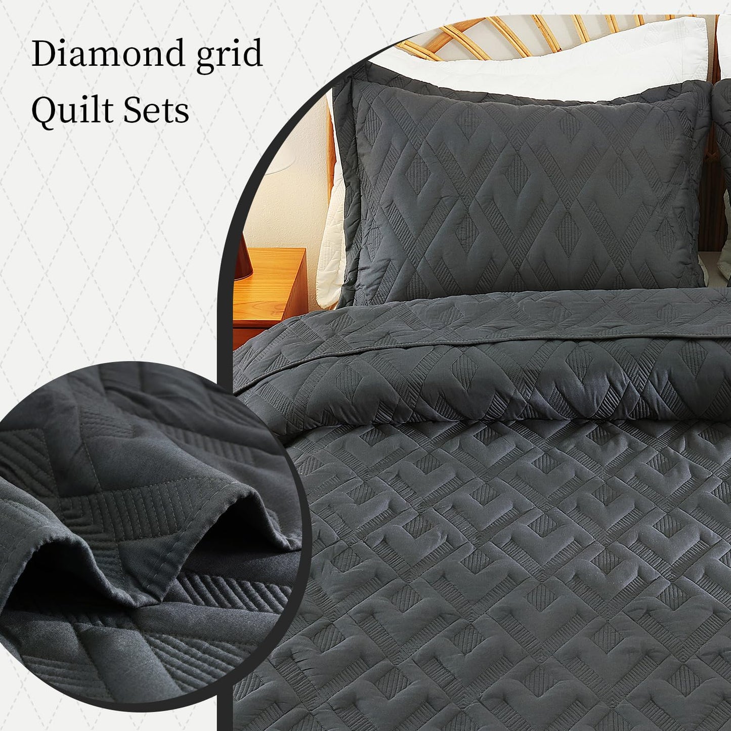 BOV Gray Quilt Twin 68x86 – Lightweight Summer Bedspread, Modern Cooling Blanket, Neutral Bedding Coverlet, Soft Comforter