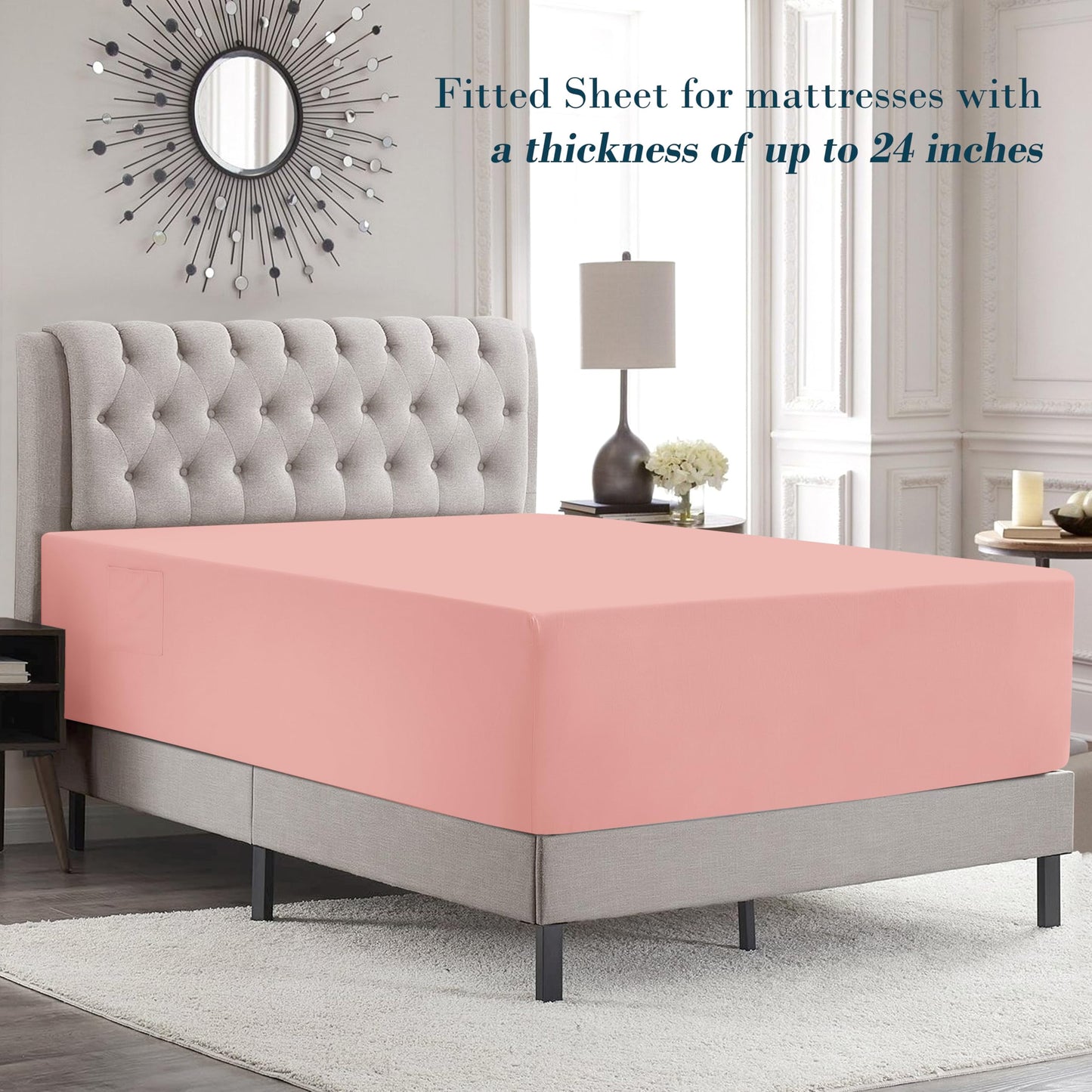 Mocassi Full Size 4-Piece Bed Sheet Set - 1800 Premium Hotel Quality Microfiber 18-24 Inches Extra Deep Pocket Fitted Sheet- Luxury Soft, Breathable, Wrinkle, and Fade Resistant, Dusty Rose