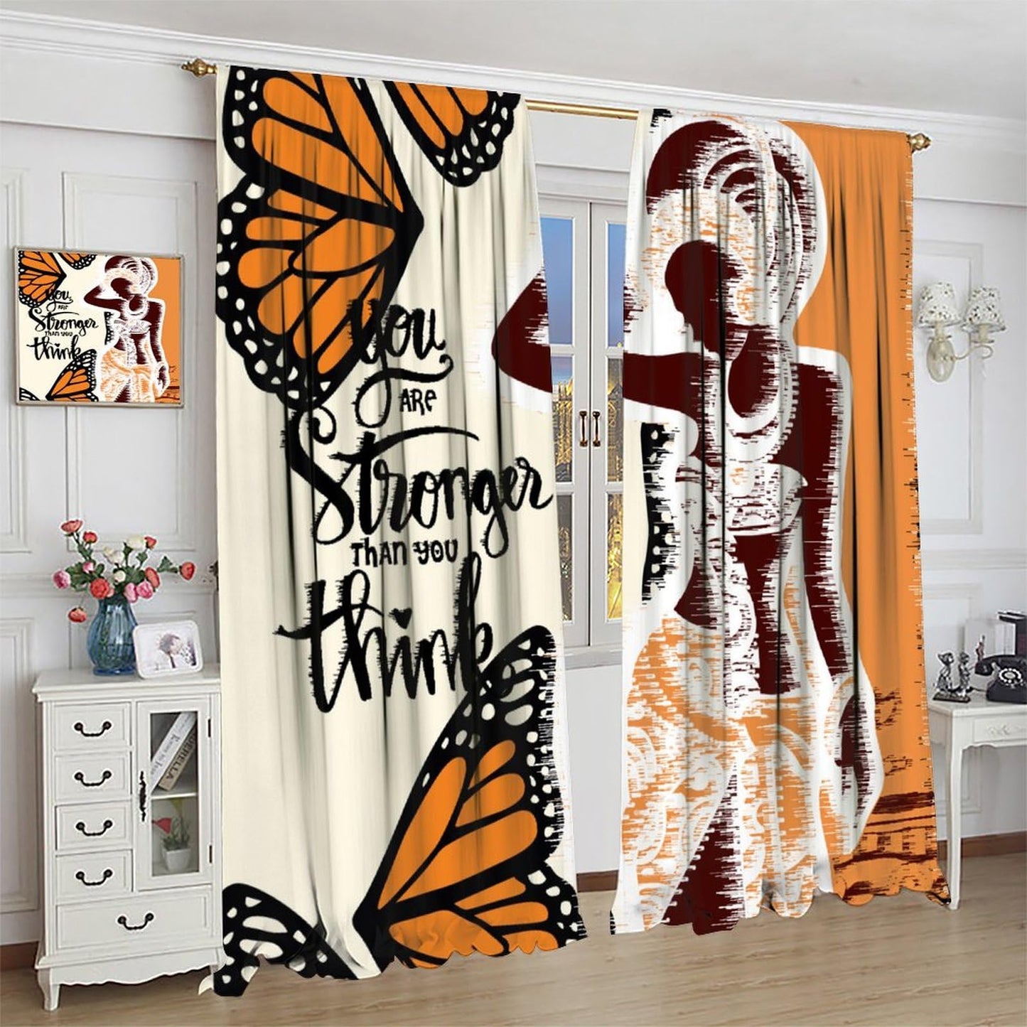 Black Women Curtain Set African Bible Quotes Inspirational Motivational Positive Rod Pocket Blackout Curtain for Bedroom Living Room Decor 42" W X 45" L