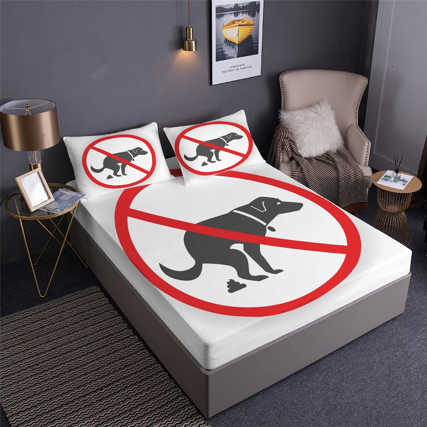 Boasorte Prank Poop Prints Fitted Sheet Set Humorous Novelty Laughing Poop Bedding Set | with Fitted Sheet and 2 Pillowshams(3pcs) or Comforter(4pcs) (A,Twin-3PCS)