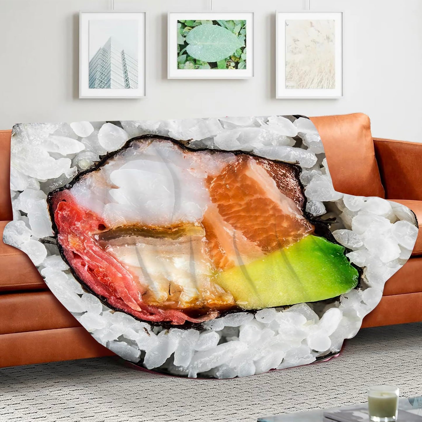 ARESD Flannel Fleece Blanket - Sushi Roll Wrap Round Throw Blanket - Funny Realistic Food Novelty Throw - 59 Inches