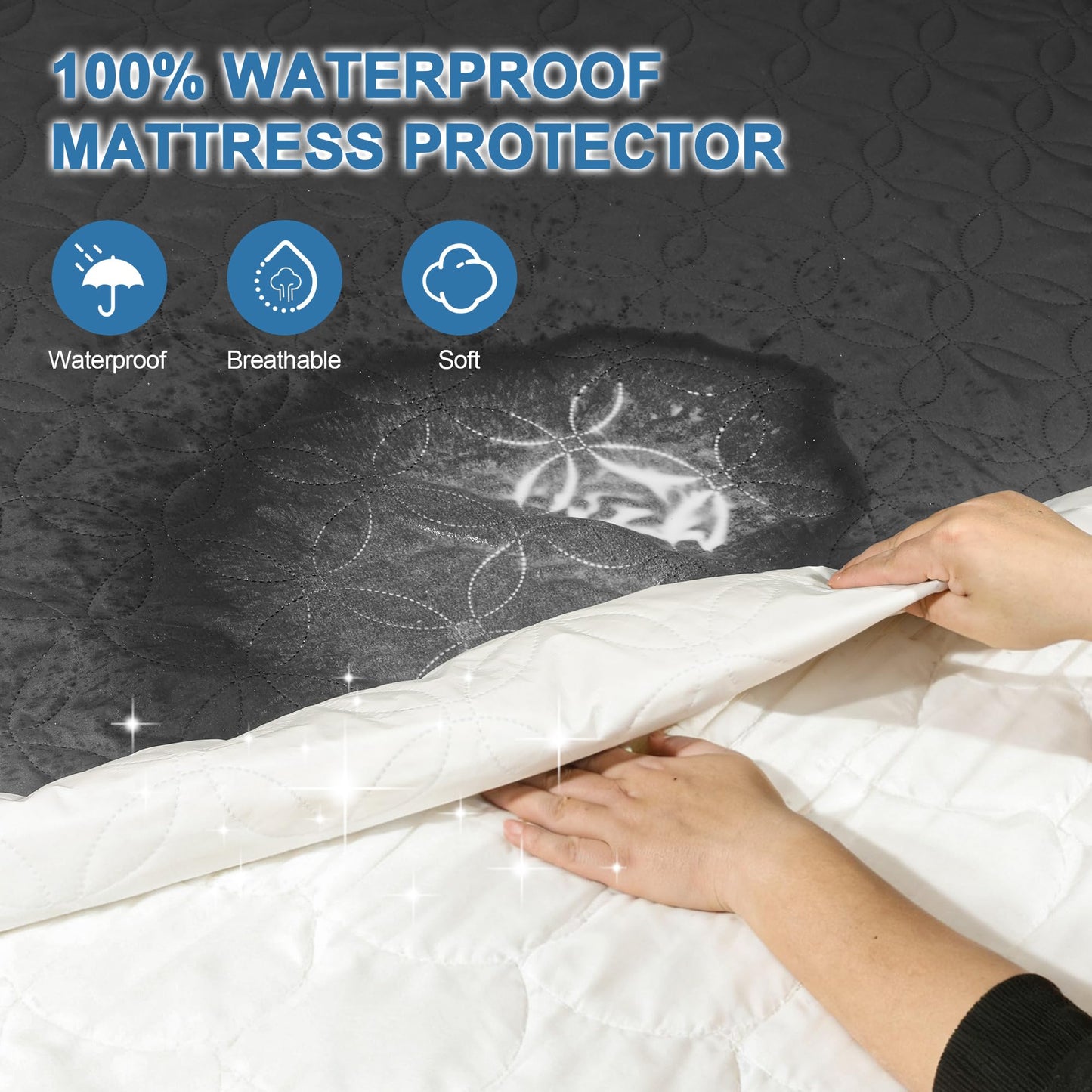 GUHER Waterproof Mattress Protector Twin XL Size,Breathable Bed Cover 3D Air Fabric Mattress Pad Cover,Noiseless＆Ultra-Soft Washable Bed Cover with 6"-14" Deep Pocket (Gray)