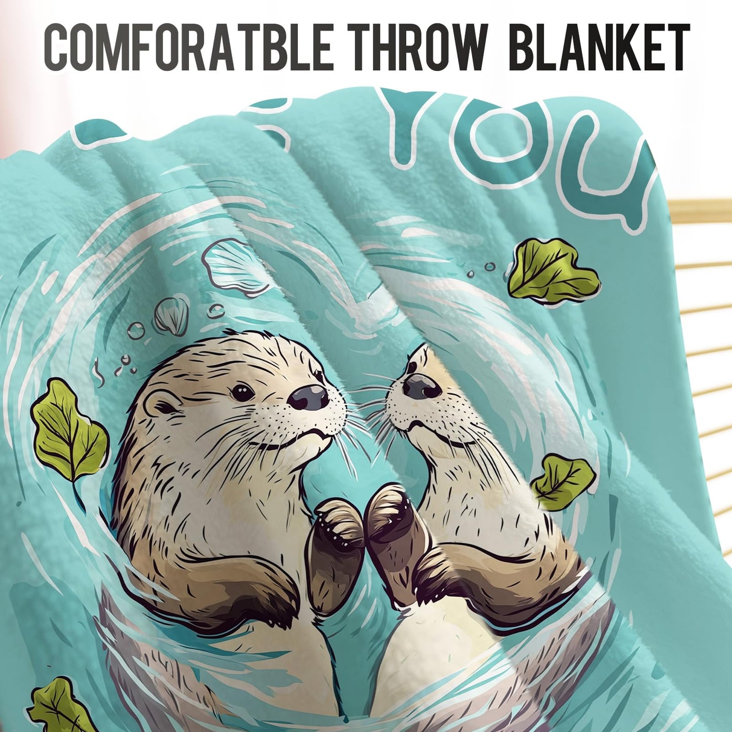 Otter Gifts Throw Blanket Romantic Anniversary Blanket Gifts for Women Men, I Love You Gifts for Her Him, Cozy Flannel Love Sea Otters Blankets 50"x60", Anniversary Wedding Birthday Gifts for Wife