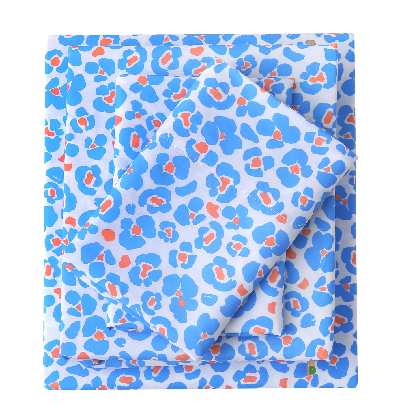 Mooreeke Leopard Cheetah Printed Queen Bed Sheets, Soft Microfiber Bedding Sheets & Pillowcases, Deep Pocket Non-Slip Fitted Queen Sheet, Blue Animal Pattern Bedsheets