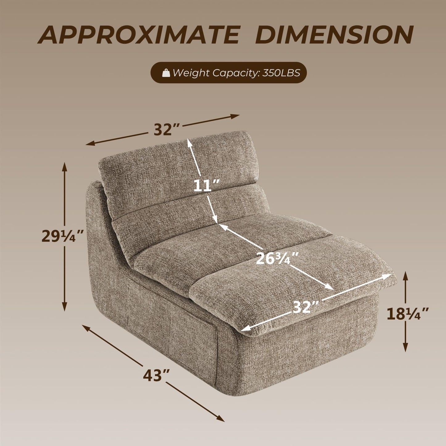 Furnimart High Density Foam Bean Bag Chair for Adults, XXL Boneless Floor Lounger with Ergonomic Back Support, No Sag Compression Foam, No Assembly, Washable Chenille Cover (Taupe)