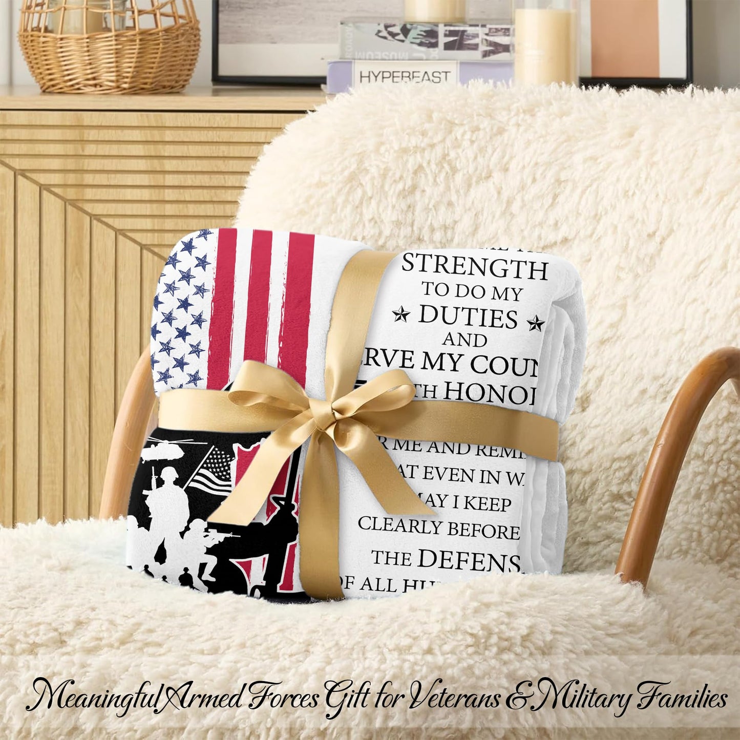 Bozspacer Veteran Blanket Armed Forces Prayer - Patriotic Throw for American Veterans Day - USA Flag Soldier Decor 4th of July Gift - Soft Plush Bedding for Home Independence Day Celebration - 50"x60"