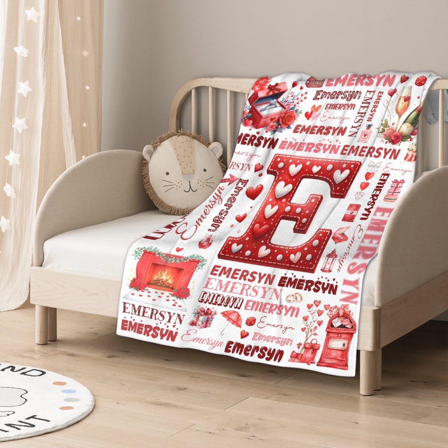 Personalized Valentine's Day Blanket,Couple Gifts for Boyfriend Girlfriend,Soft Flannel Throw for Bed Sofa,Lightweight,40 x 30in