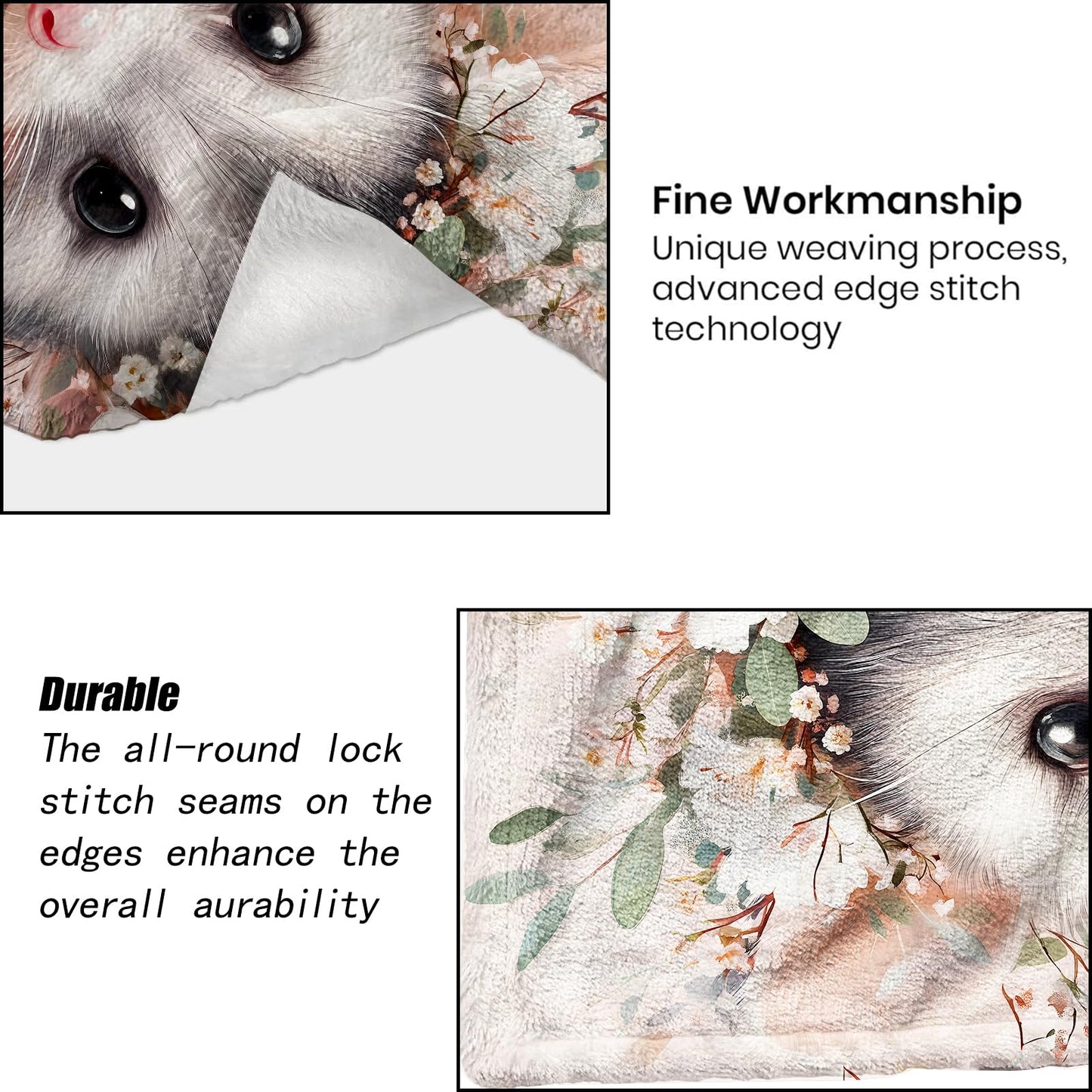 ainori Cute Possum Blanket - Adorable Sweet Opossum Flower Crown Fleece Throw,Gifts for Kids Adult, Soft & Warm,Lightweight, for Modern Decor,Animal Lovers, and Room Home Accents 50x60in