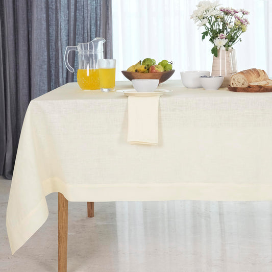 Classic Linen™ by D'Moksha Ivory Tablecloth, Rectangle Tablecloth 60 x 102 Inch, 100% Pure Linen, Machine Washable Table Cloth for Dining- Summer