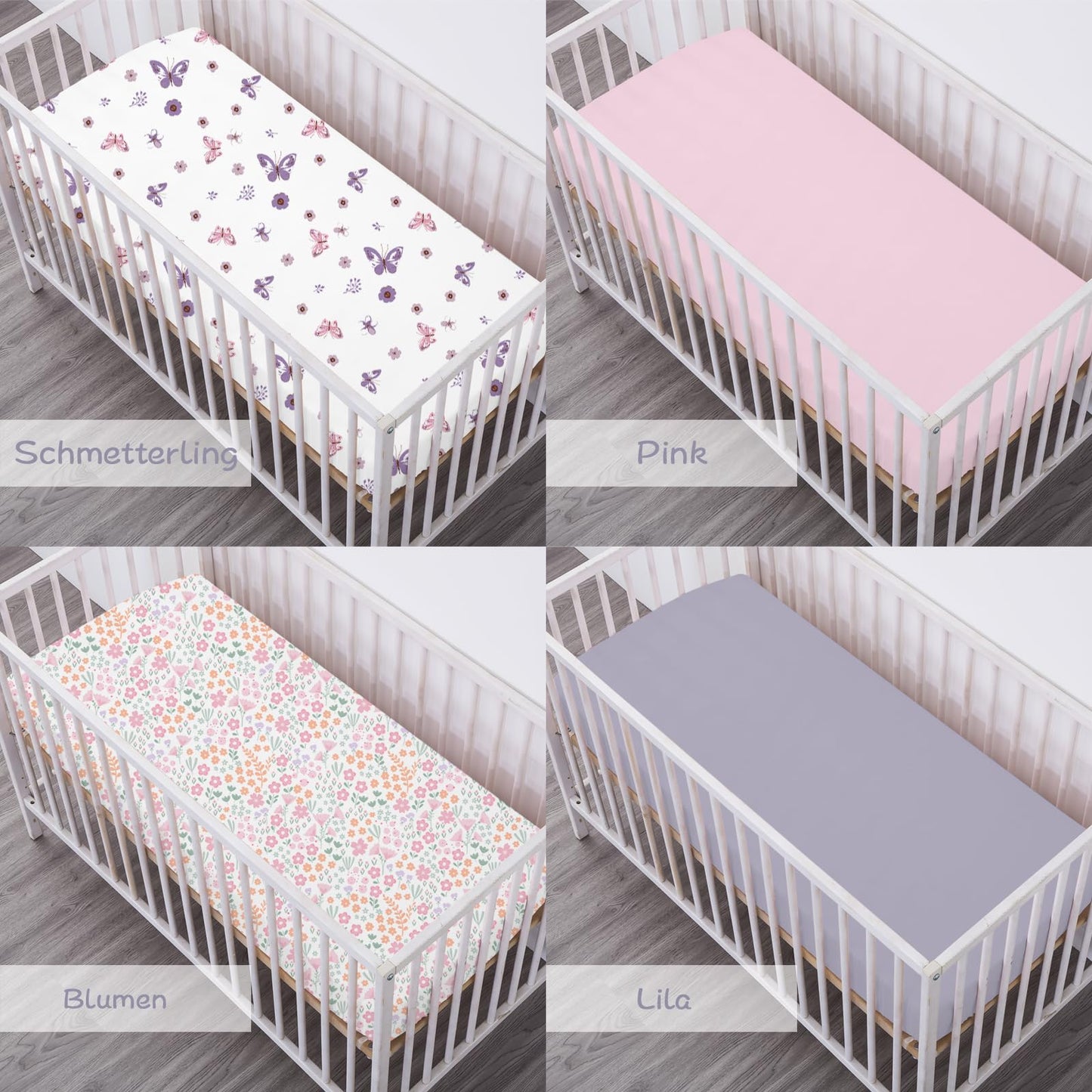 Bimocosy Crib Sheets 4 Pack, Baby Crib Sheets Fitted for Boys and Girls Breathable & Snug Fit, Soft Toddler Bed Sheets for Standard Crib Mattress Nursery Daycare Essentials, Butterfly Bloom