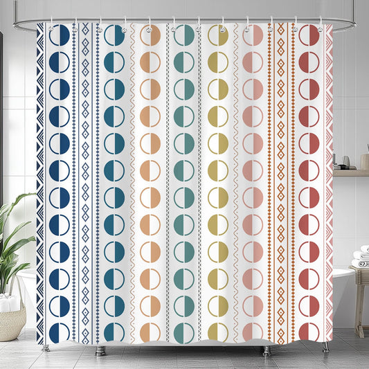 Yuphive Modern Geometric Shower Curtain, Boho Rainbow Simple Minimalist Shower Curtains for Bathroom, Kids Colorful Unique Abstract Pattern Waterproof Polyester Fabric Bathroom Set 12 Hooks 72X72IN