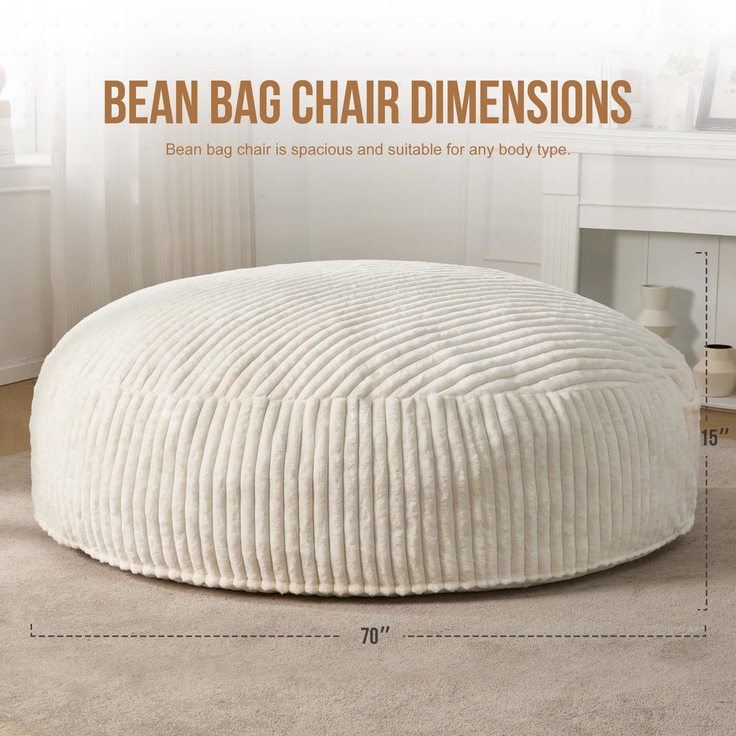 Hobestluk Adult Bean Bag Chair Giant Beanbag with Filling Living Room 6FT