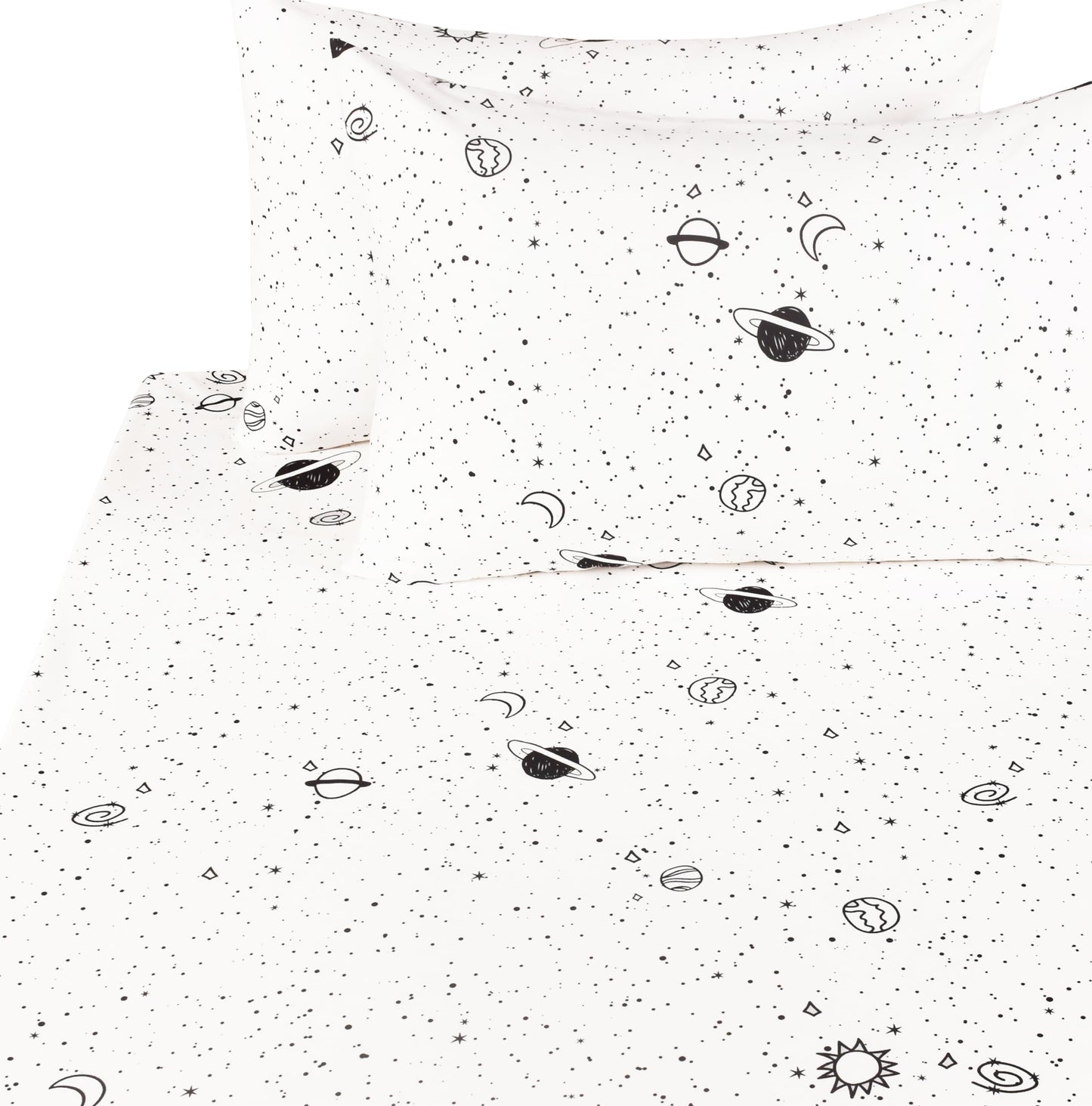 Scientific Sleep Starry Galaxy Solar System 100% Cotton 4 Pcs Full Bed Sheet Set Kids Toddler Teen, Flat Sheet & Fitted Sheet & Pillowcase Boys Girls Bedding Set (Galaxy, Full)