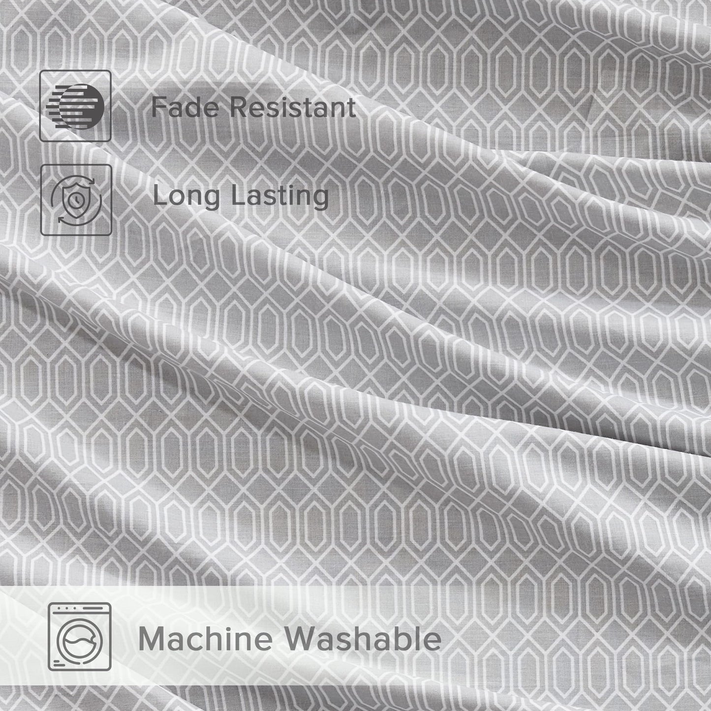 Comfort Spaces 100% Cotton Sheet Set Breathable, Lightweight, Soft with 14" Elastic Pocket Fits up to 16" Mattress, All Season Cozy Bedding, Matching Pillow Case, King Diamond Taupe 4 Piece