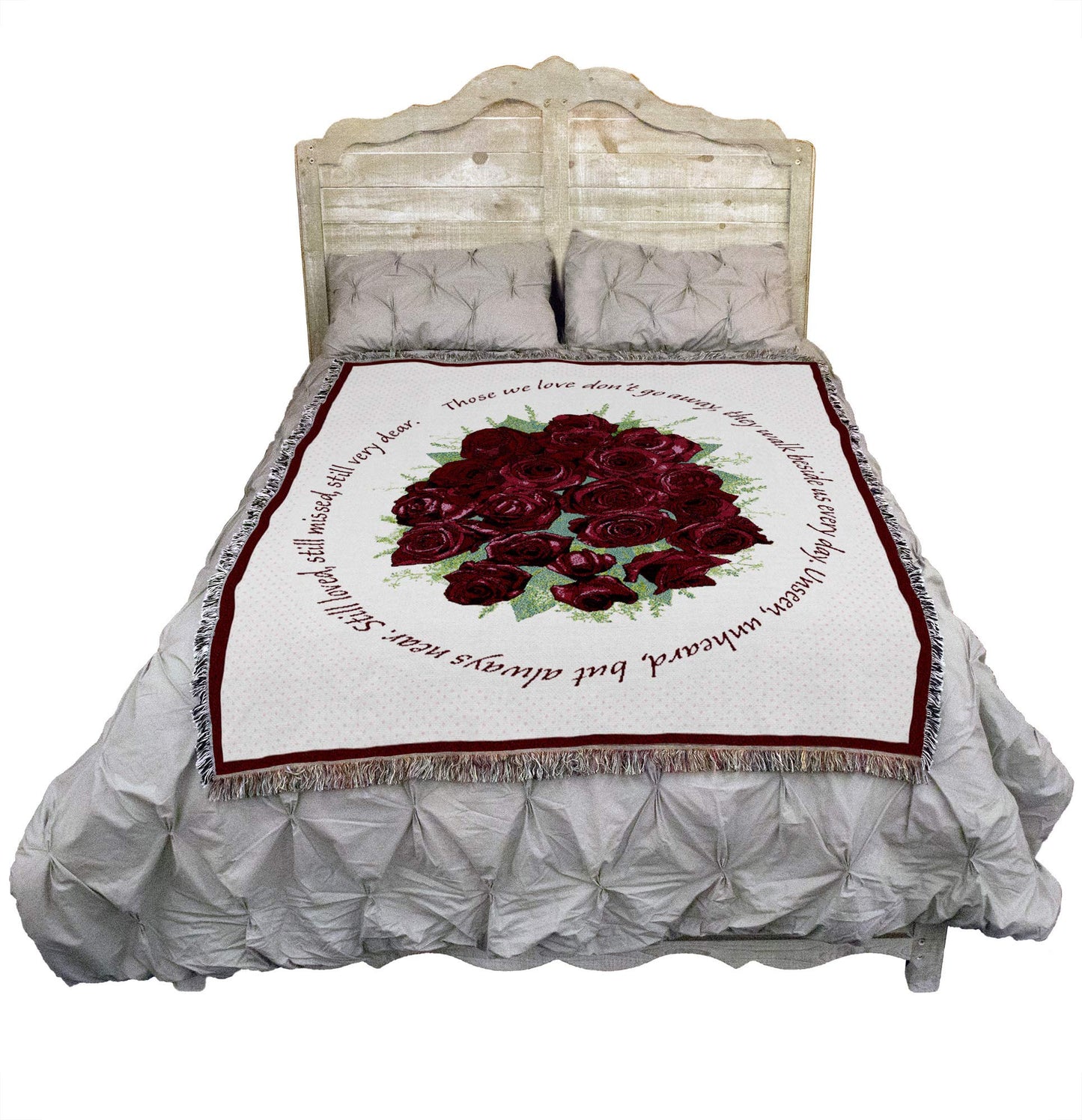 Pure Country Weavers Bundle of Red Roses Blanket - Those We Love Don't Go Away Blanket - Sympathy Bereavement Gift Tapestry Throw Woven from Cotton - Made in the USA (72x54)