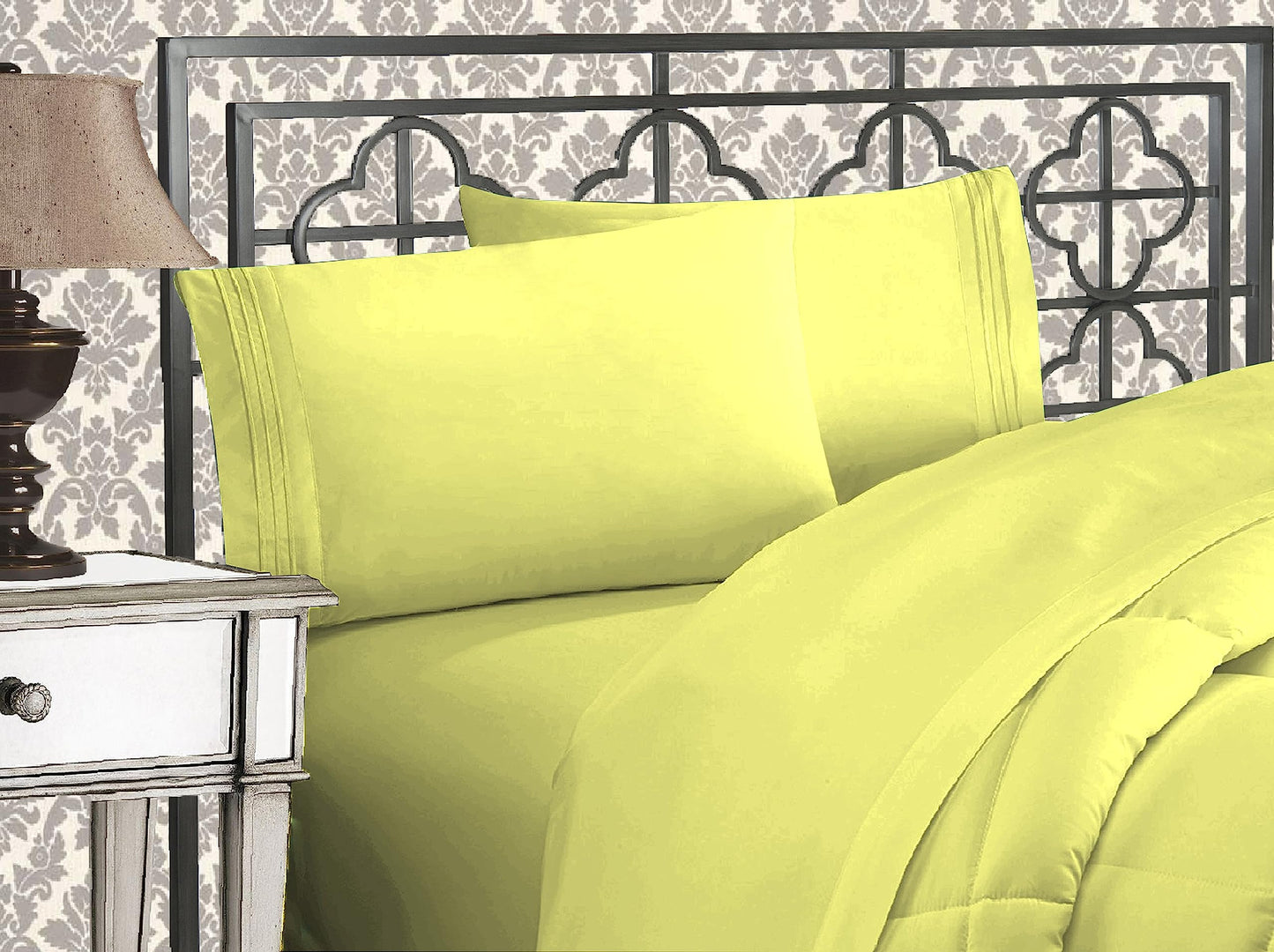 Elegant Comfort 1500 Thread Count Wrinkle & Fade Resistant Egyptian Quality Microfiber Ultra Soft Luxurious 4-Piece Bed Sheet Set with Deep Pockets, King, Pistachio Green
