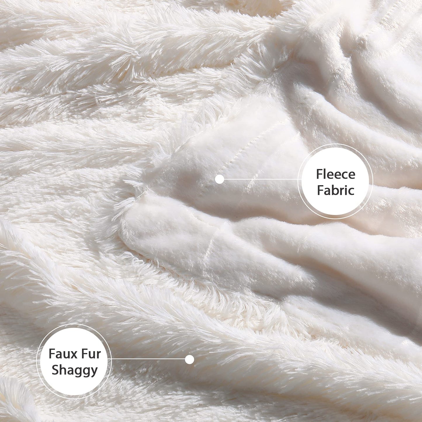 Tuddrom Decorative Extra Soft Faux Fur Blanket Twin Size 70" x 78",Solid Reversible Fuzzy Fluffy Cozy Plush Blanket for Couch Sofa Bed,Cream White