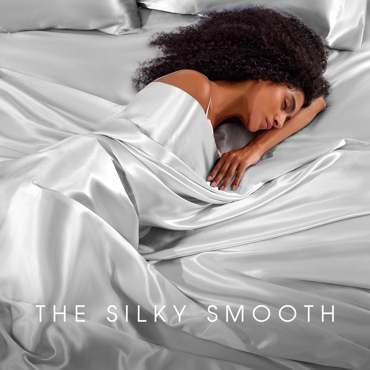 FreshCulture Satin Sheets Full Size - 4 Piece Luxury Soft Silky Full Size Bed Sheets, Similar to Silk Bed Sheet Set with 1 Deep Pocket Fitted Sheet, 1 Flat Sheet & 2 Pillowcases (Silver Grey)