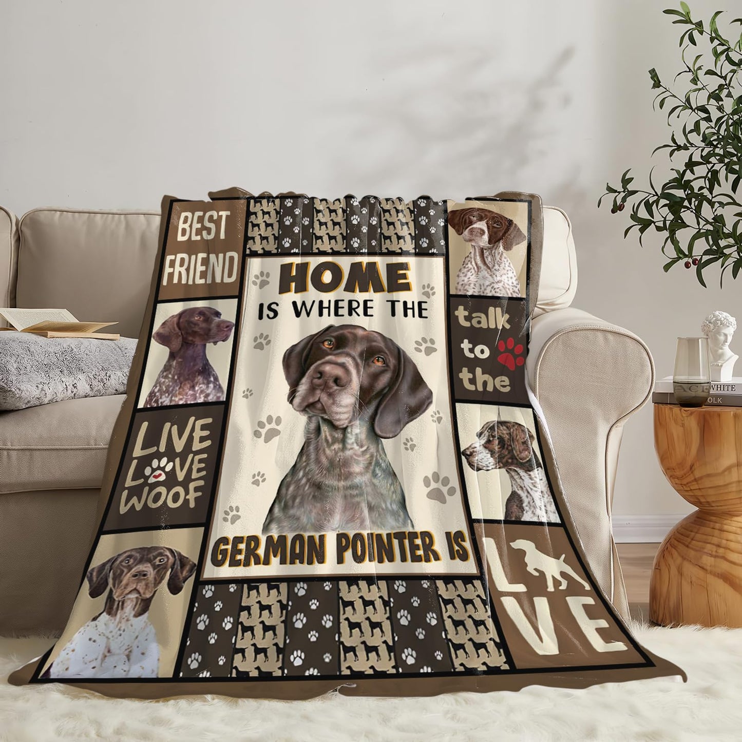 Tijuboni German Shorthaired Pointer Throw Blanket Dog Gifts for Girls Boys Women Men Kids Adults Soft Flannel Fleece Blanket for Couch Sofa Bed Home Decor 40"x50"