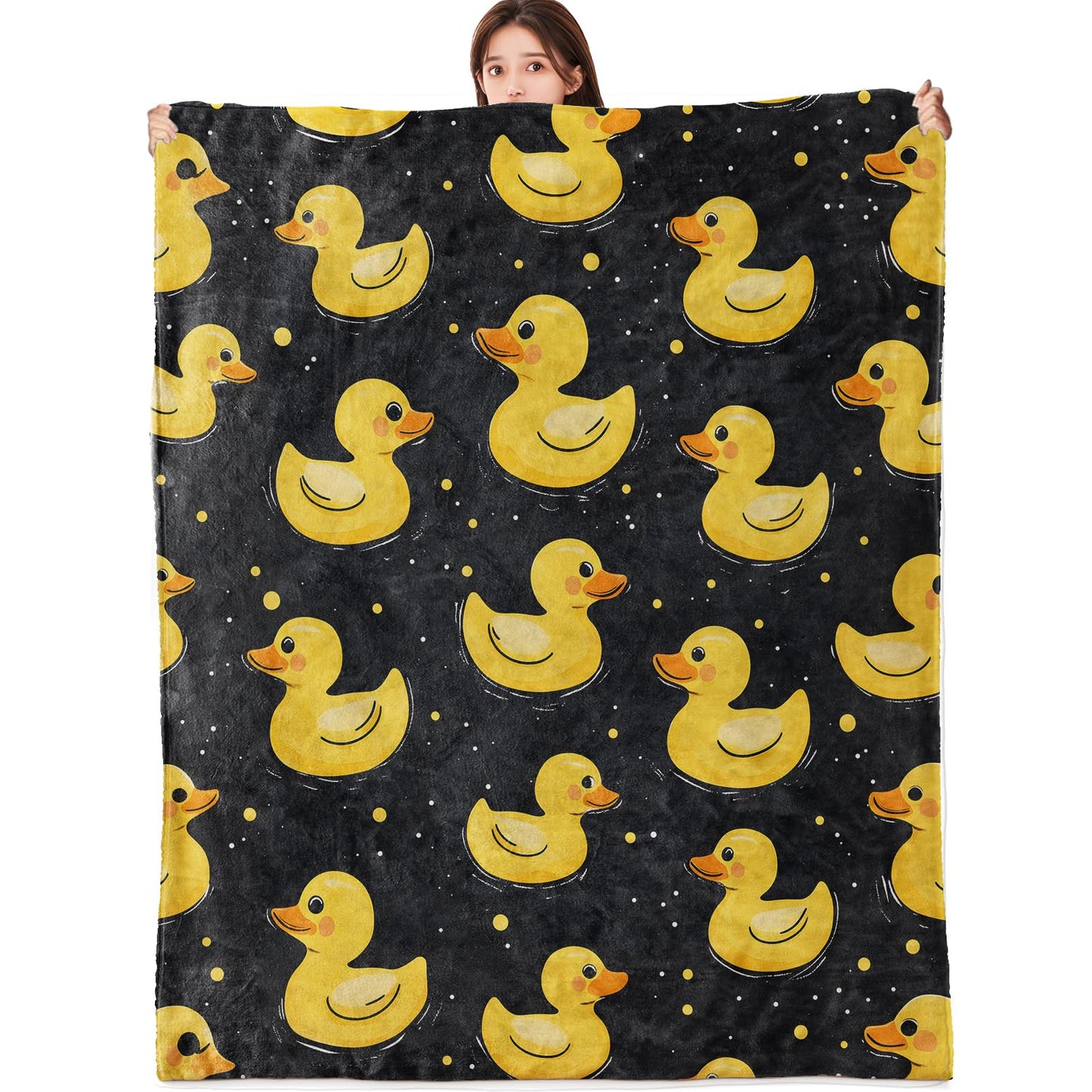 vnlvnl Cute Yellow Rubber Duck Blanket Lightweight Flannel Blankets Birthday Gifts for Adults with Playful Cartoon Printed Throw for Couch Chair Office Bedroom Decor, 60x50inch