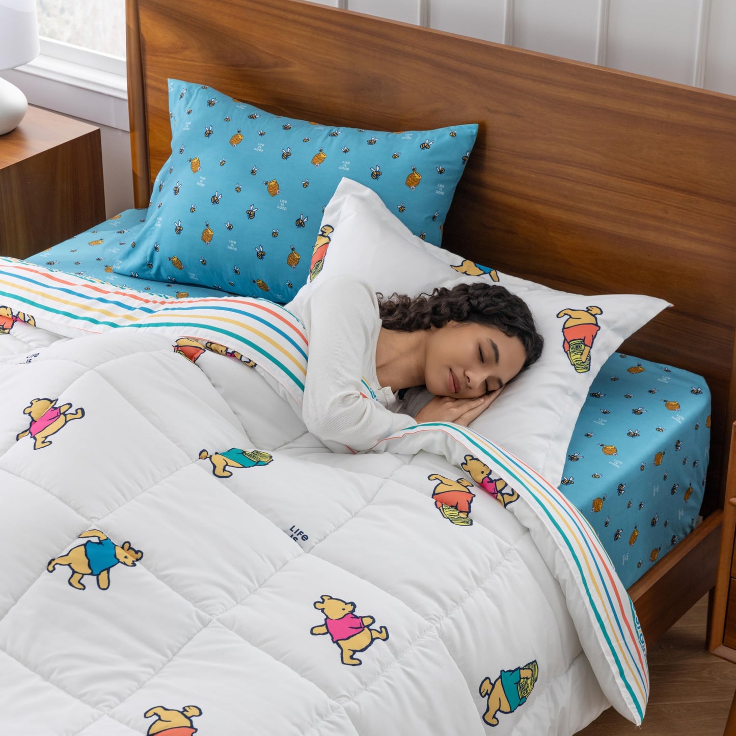 Berkshire LIG Printed Reversible Microfiber Comforter Set–5-Piece, Ultra Soft All-Season Bedding for Kids, Wrinkle & Fade Resistant, Twin, Dancing White