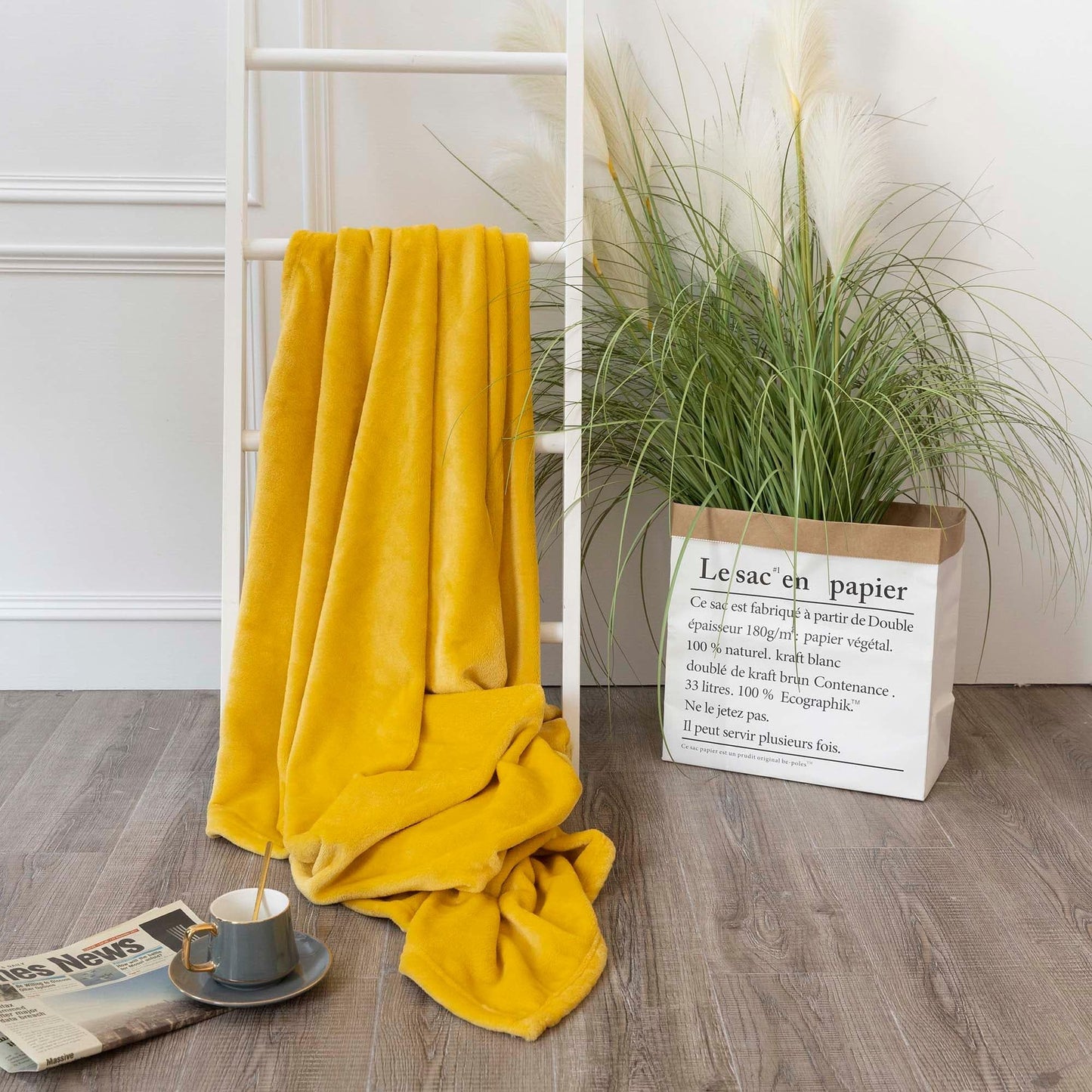 NANPIPER Fleece Blankets, Super Soft Fuzzy Throw for Couch, Luxury Cozy Lightweight Microfiber,Throw Size, 50"x60" Ginger Yellow