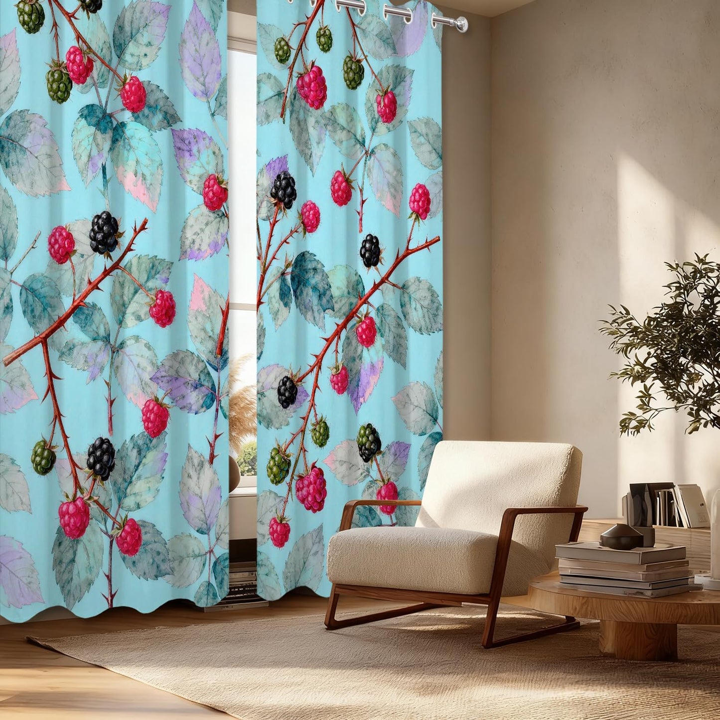 BaoNews Watercolor Light Blue Blackout Curtains for Bedroom, Teal Green Blue Black Abstract Drapes Plastic Grommet Top Insulated Thermal Living Room, 52X84 in 2 Panels
