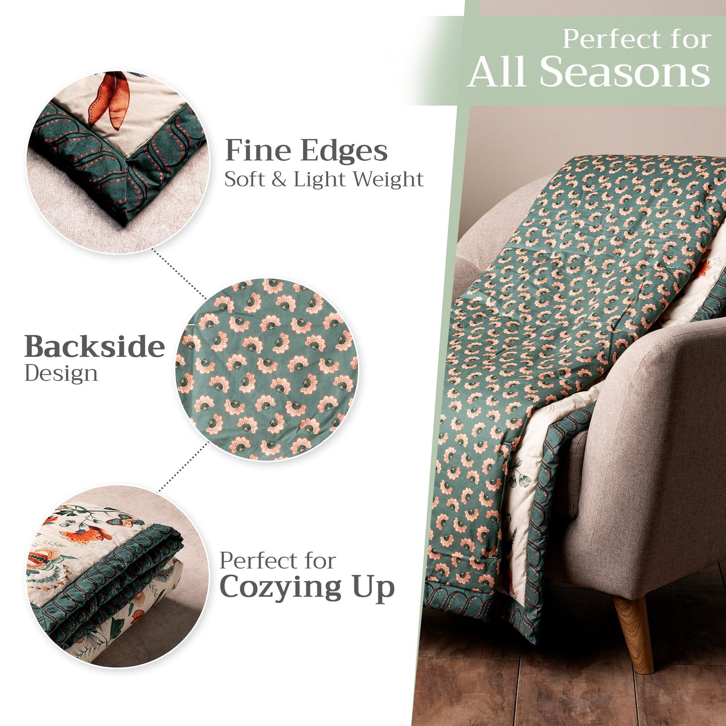 Maison d' Hermine Throw Blanket for Couch Lightweight Soft Warm Breathable Cotton Throw Blankets for Bed Girls Boys Women Men Gifts Sofa Travel Living Room Spring Summer (Dalida, 60" X 80")