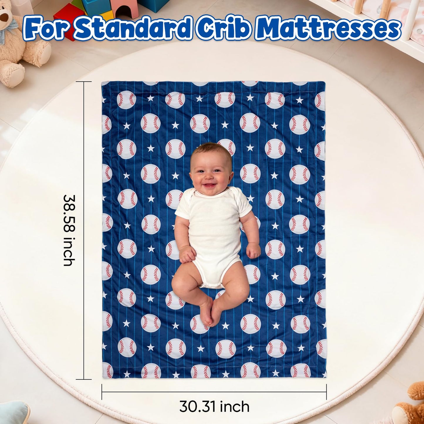 Baby Blanket for Boys Girls Super Soft Double Layer Minky with Dotted Backing Cute Cow Crib Receiving Blanket Bed Throws for Newborns Nursery Stroller Toddler 30 x 40 Inch (Blue Soccer)