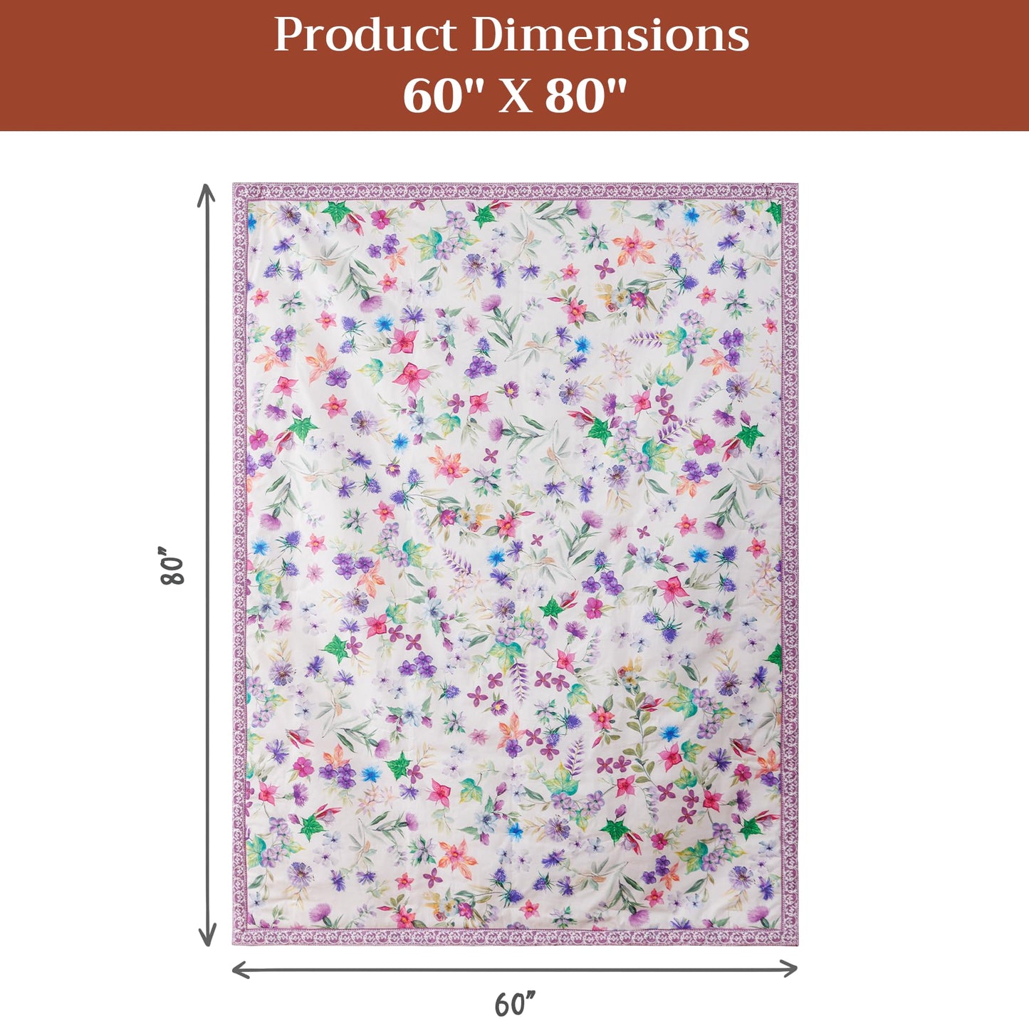 Maison d' Hermine Throw Blanket for Couch Lightweight Soft Warm Breathable Cotton Throw Blankets for Bed Girls Boys Women Men Gifts Sofa Travel Living Room Spring Summer (Chardon, 60" X 80")