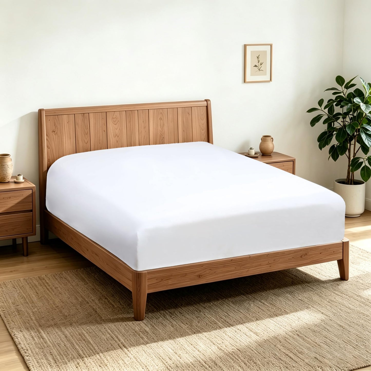 2 Pack Queen Fitted Sheets Only, 100% Egyptian Cotton, Super Soft 600 Thread Count Sateen, 16" Deep Pocket Bottom Sheets, Breathable Hotel Quality, Durable All-Around Elastic, White