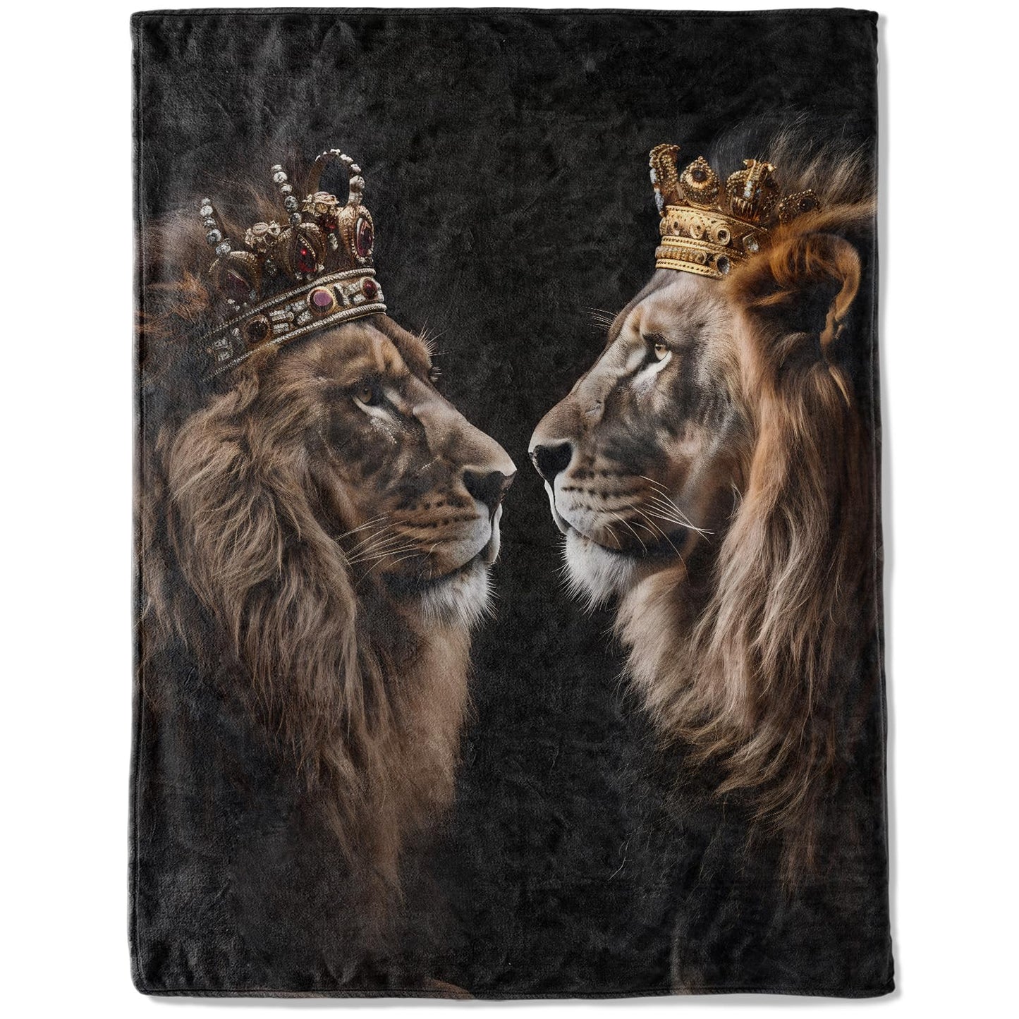ainori Royal Lion Fleece Blanket - Lightweight Soft Cozy Gifts Throw for Animal Lovers,Kids,Women,Men,Cool Crown Majestic Black Blankets,Home Room Modern Art Decor 50x60in