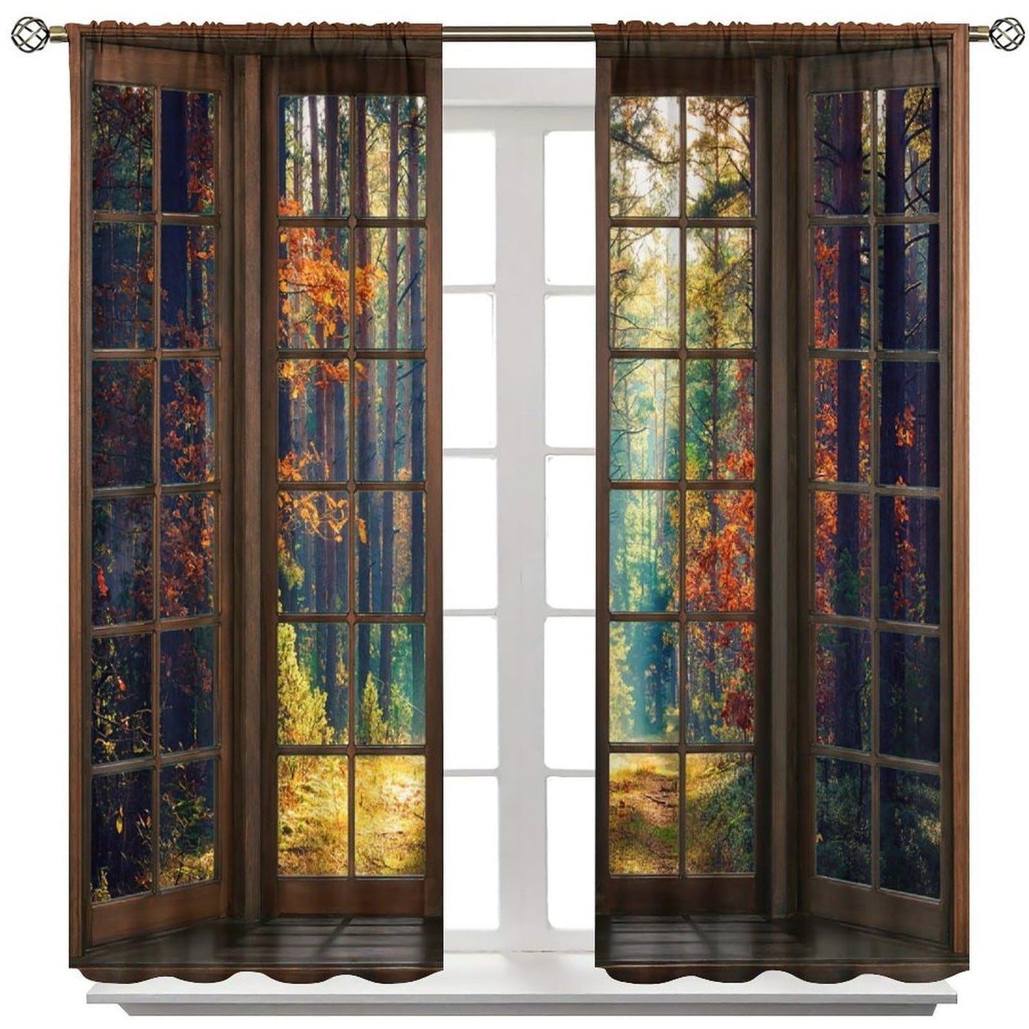 Sunlit Forest Curtains Tropical Woodland Foliage Window Treatments Blackout Curtains for Bedrooms, Living Rooms and Kitchens42X45 Inch