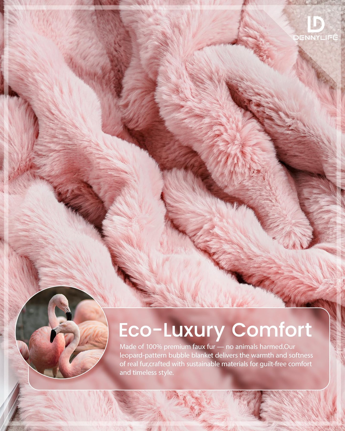dennylife Faux Fur Throw Blanket – Ultra Soft Fuzzy Blanket for Couch or Bed, Bubble Texture, Cozy & Machine Washable, 60 x 80 Inches Decorative Plush Blanket for Living Room or Bedroom
