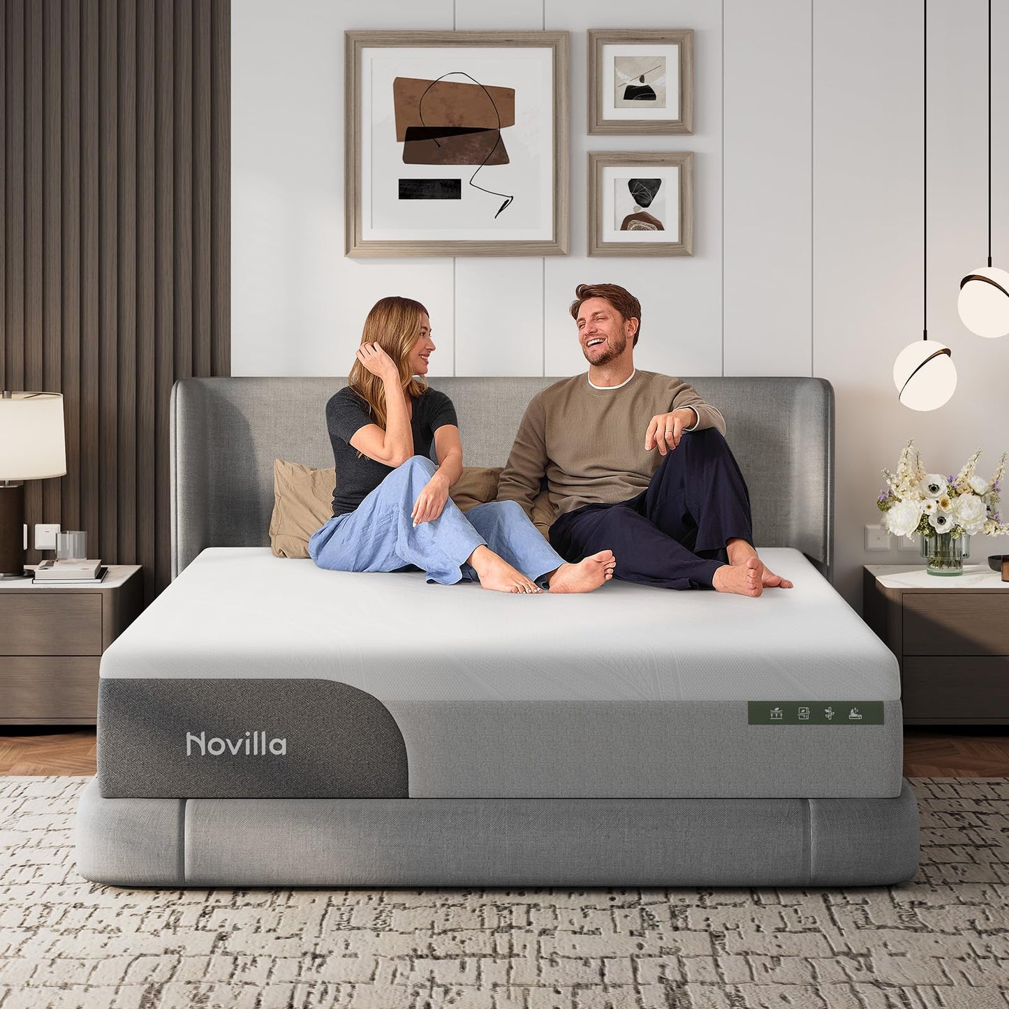 Novilla 14 Inch King Size Mattress, Gel-Infused Bliss Cooling King Memory Foam Mattress in a Box with Cool-Touch Nylon Cover, Pain Relief & Spinal Support with CertiPUR-US Certified Foam