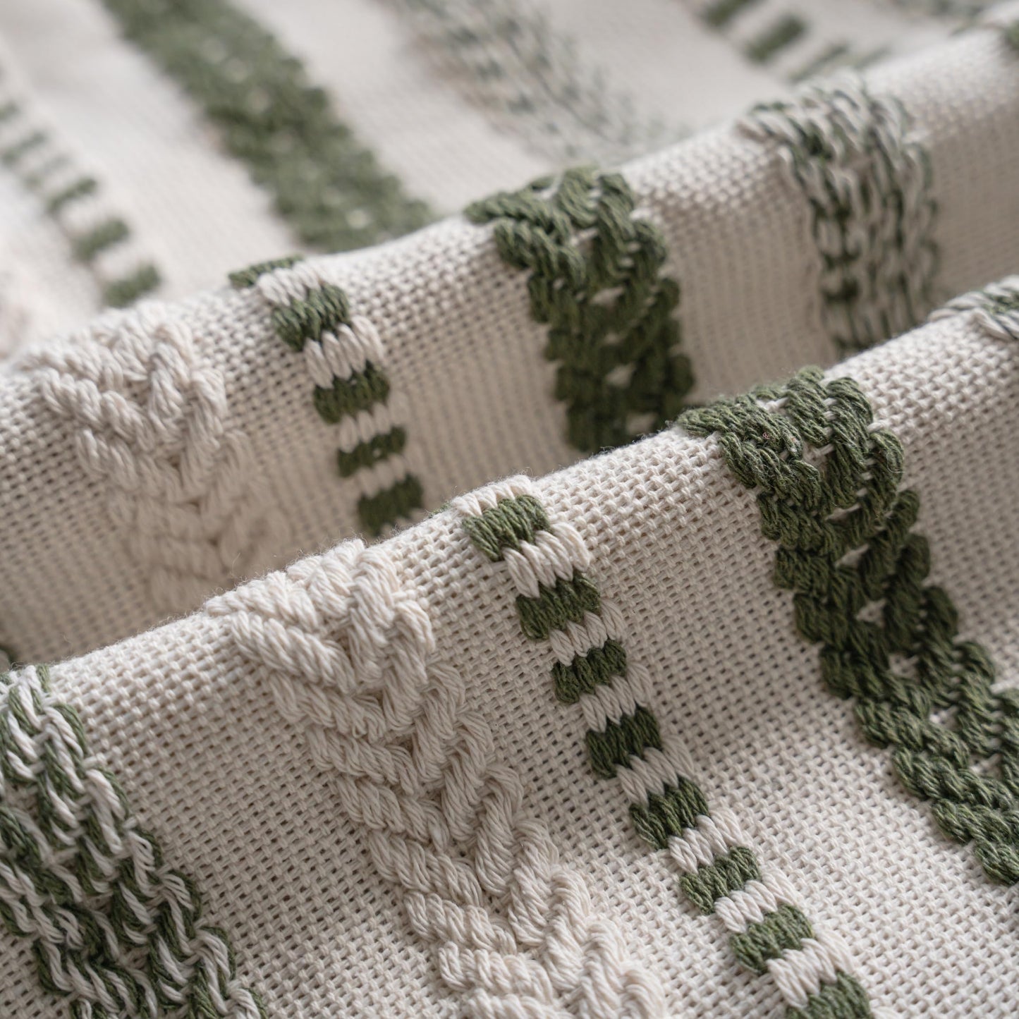 Cethom Green Boho Throw Pillow Covers 12x20 Inch Set of 2, Stripe Textured Decorative Couch Pillow Cases for Bed, Sofa, Living Room, Bedroom, Farmhouse Home Accent Cushion Covers