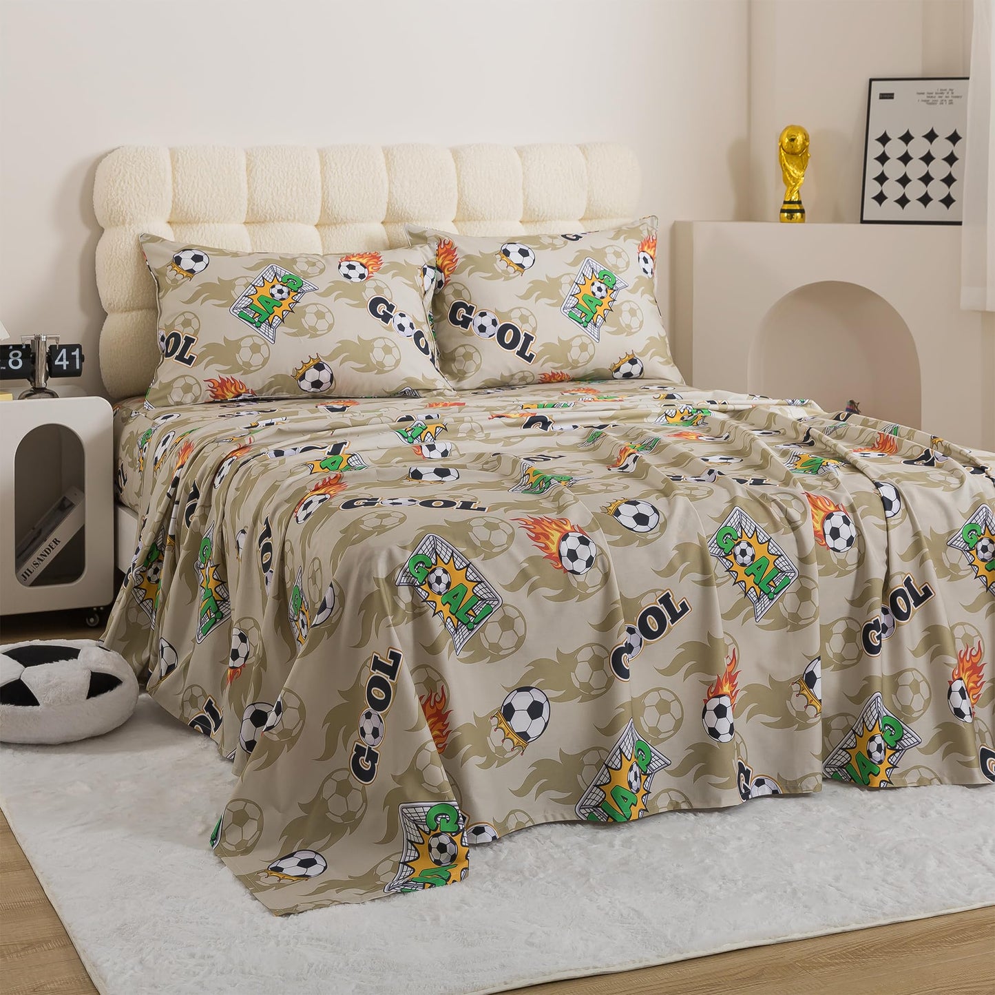 FADFAY 100% Cotton Sheets Set King, Soft Breathable Soccerr Bedding Set, Sage Green