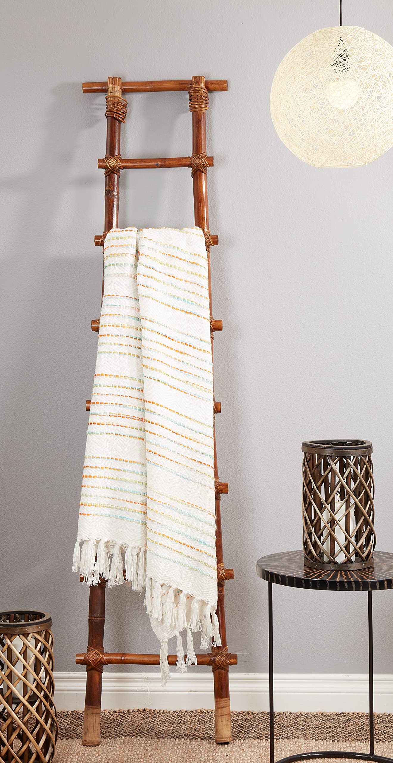 SARO LIFESTYLE Rainbow Stripe Throw Blanket