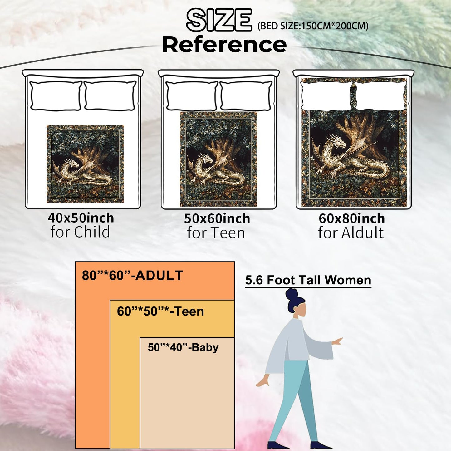 amepay Dragon Blanket Gifts for Women Adult Girls,Tree of Life Throw Blankets,Soft Comfy Lightweight for Home Halloween Couch Bed Sofa Decor,Medieval Aesthetic Renaissance Art 50x60in