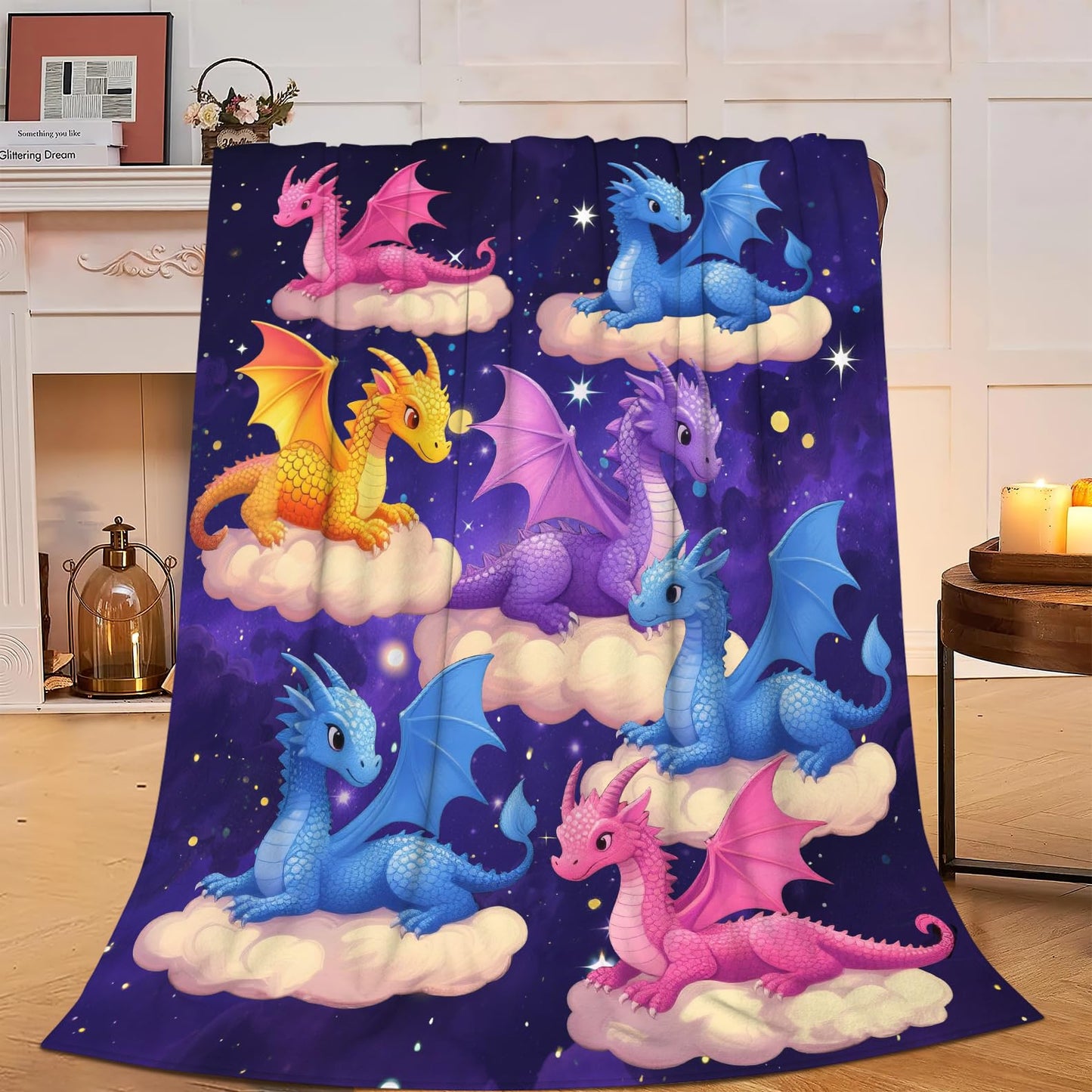 Dragon Throw Blanket - Soft Plush Fleece Bedding Blankets- Cozy Funny Dragon Stuff Gifts for Girls Boys Kids Women 40"X50"