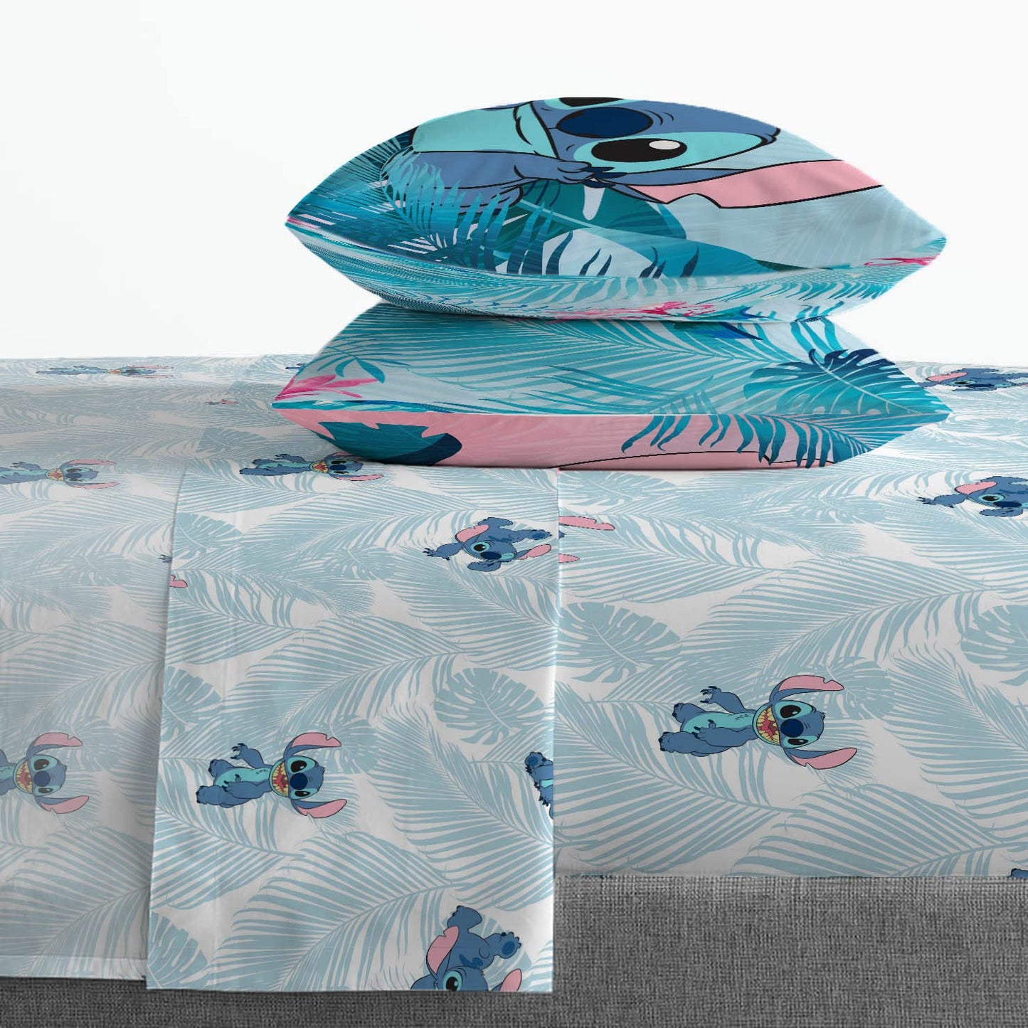 Jay Franco Disney Lilo & Stitch Floral Fun 7 Piece Queen Bed Set - Includes Reversible Comforter & Sheet Set Bedding - Super Soft Fade Resistant Microfiber - (Official Disney Product)
