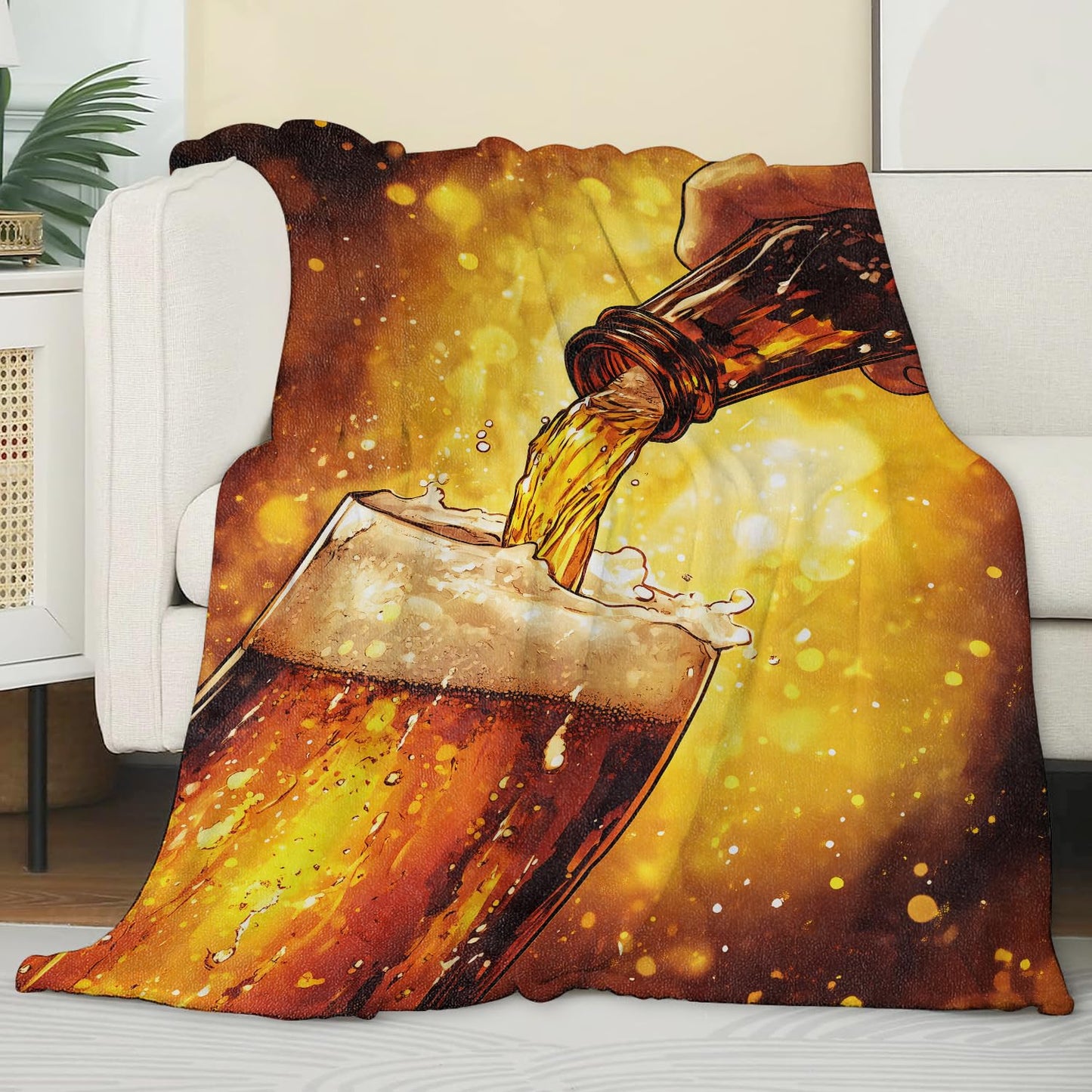 Beer Blankets for Adult Kids, Flannel Beer Throw Blanket, Birthday Gifts, Beer Decor for Sofa Couch Bed Living Room Soft Warm Lightweight Cozy 60" x 50"