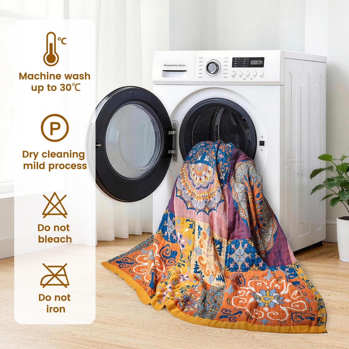 MSGKV Boho Throw Blanket for Bed 60"x80" 100% Cotton Couch Blanket Summer Breathable Lightweight Twin Size Blankets Home Decor Muslin All Seasons