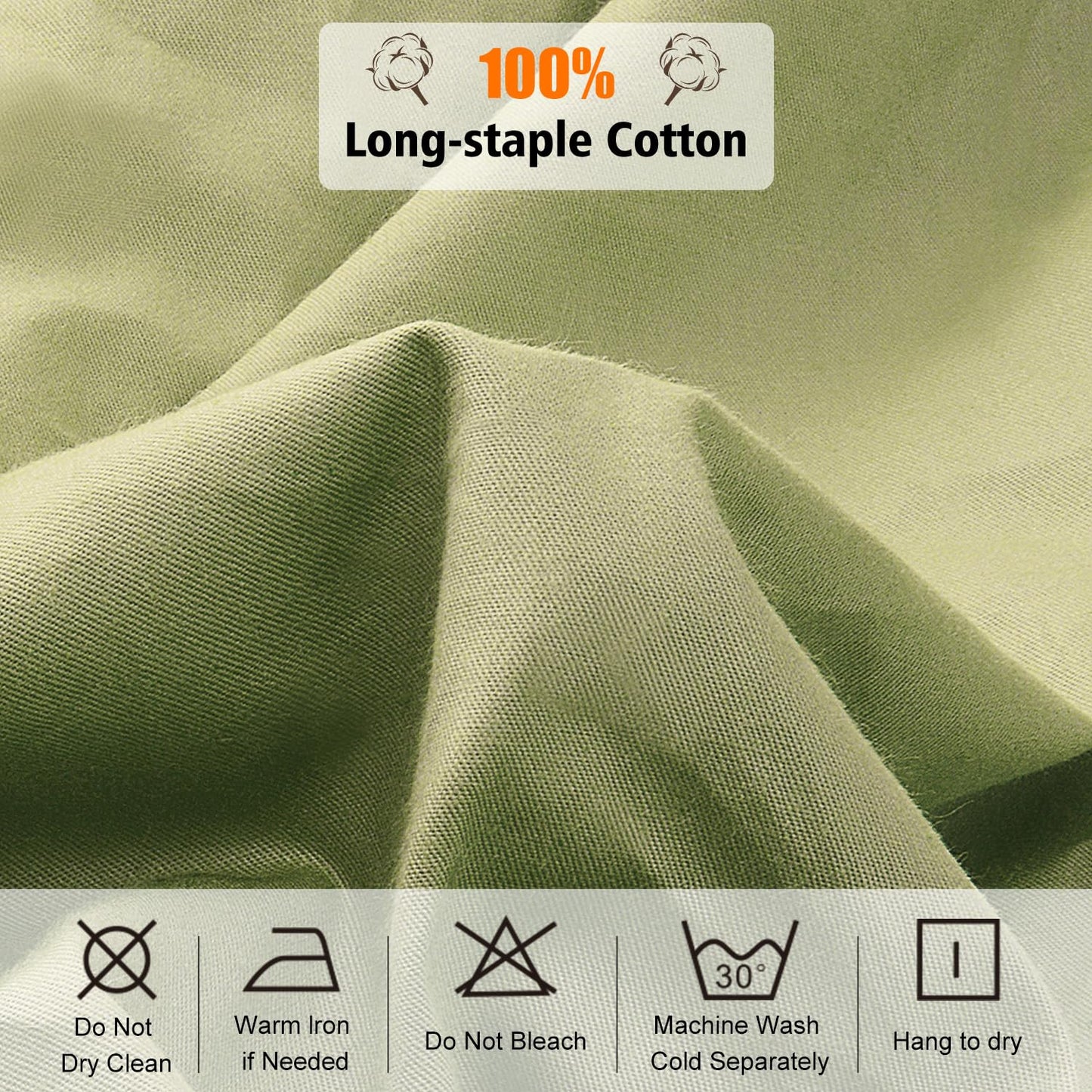 Lirex Fitted Queen Sheet Cotton, 300 Thread Count Soft Breathable, 8-10" Deep Pocket Sheet for Hotel Home, Green